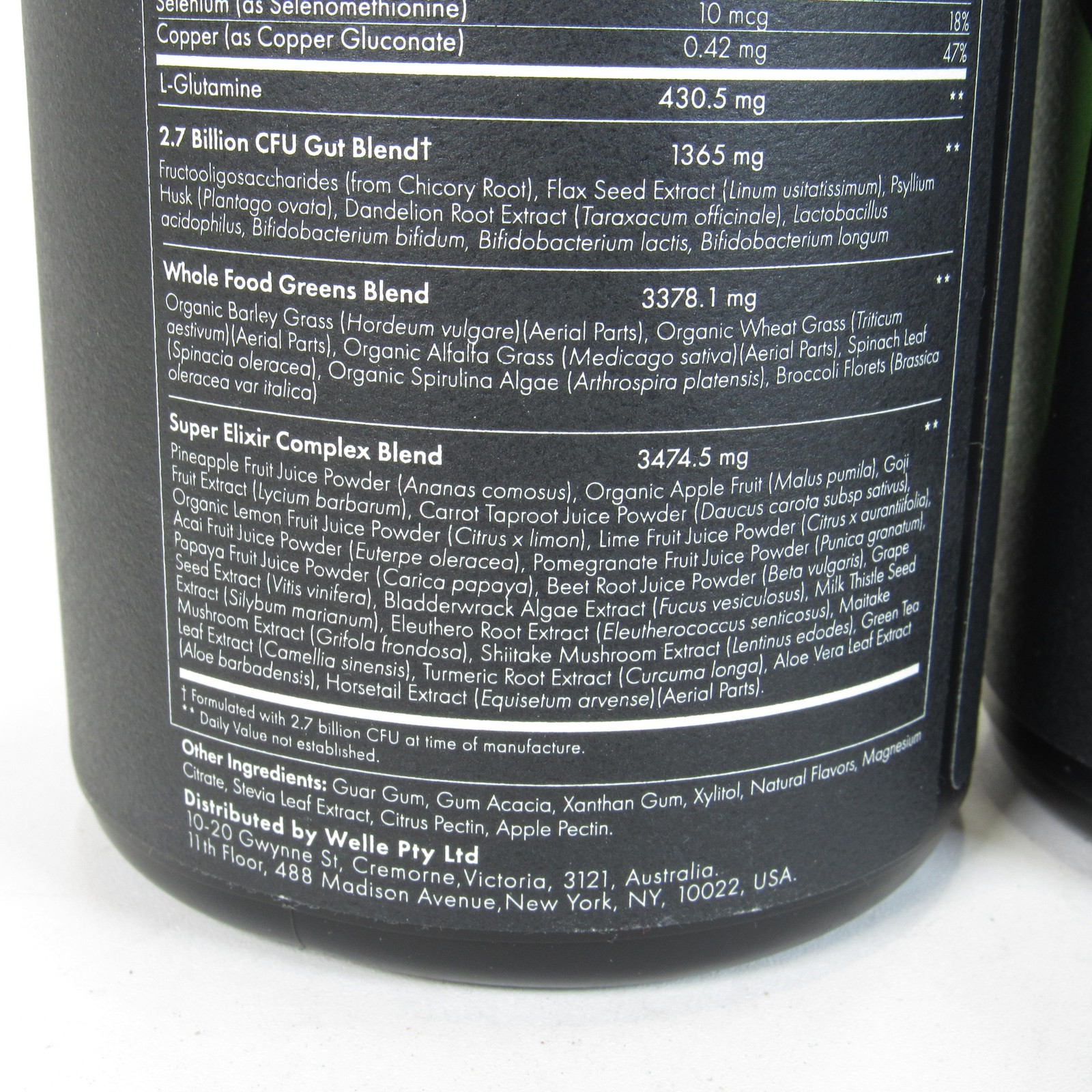 WelleCo Super Elixir Daily Greens Powder 10.5oz Pineapple Lime Vegan 2pk