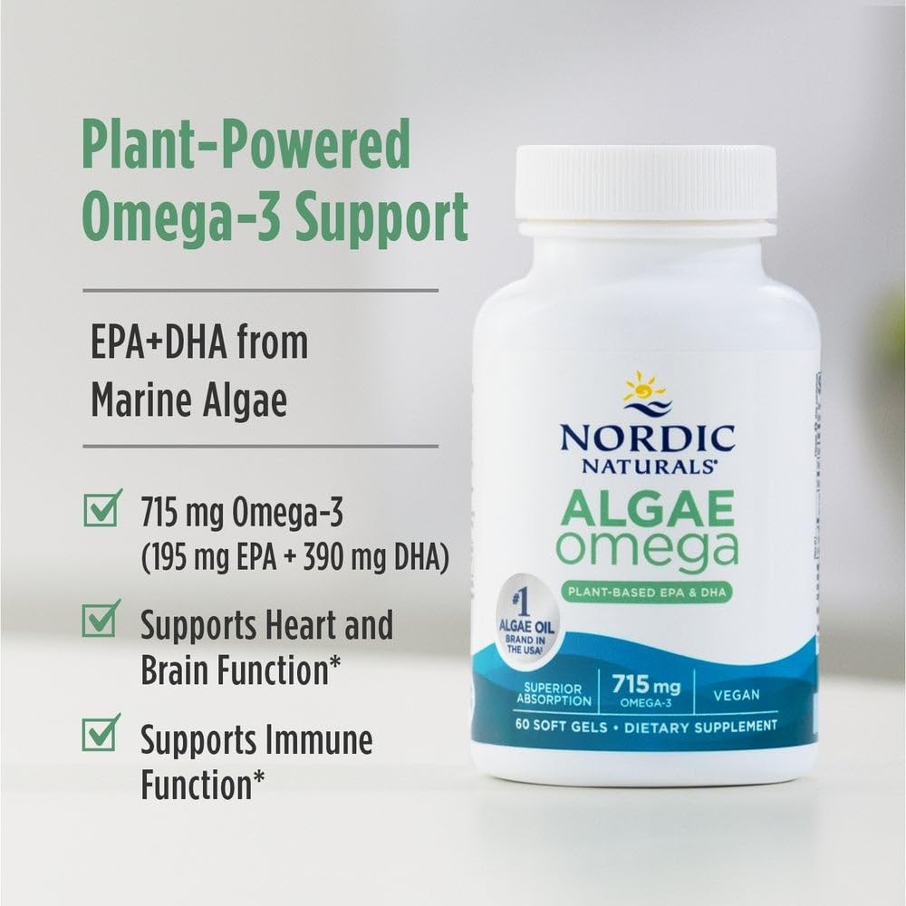 Nordic Naturals Algae Omega – 120 Soft Gels – 120 Count (Pack of 1), Multi