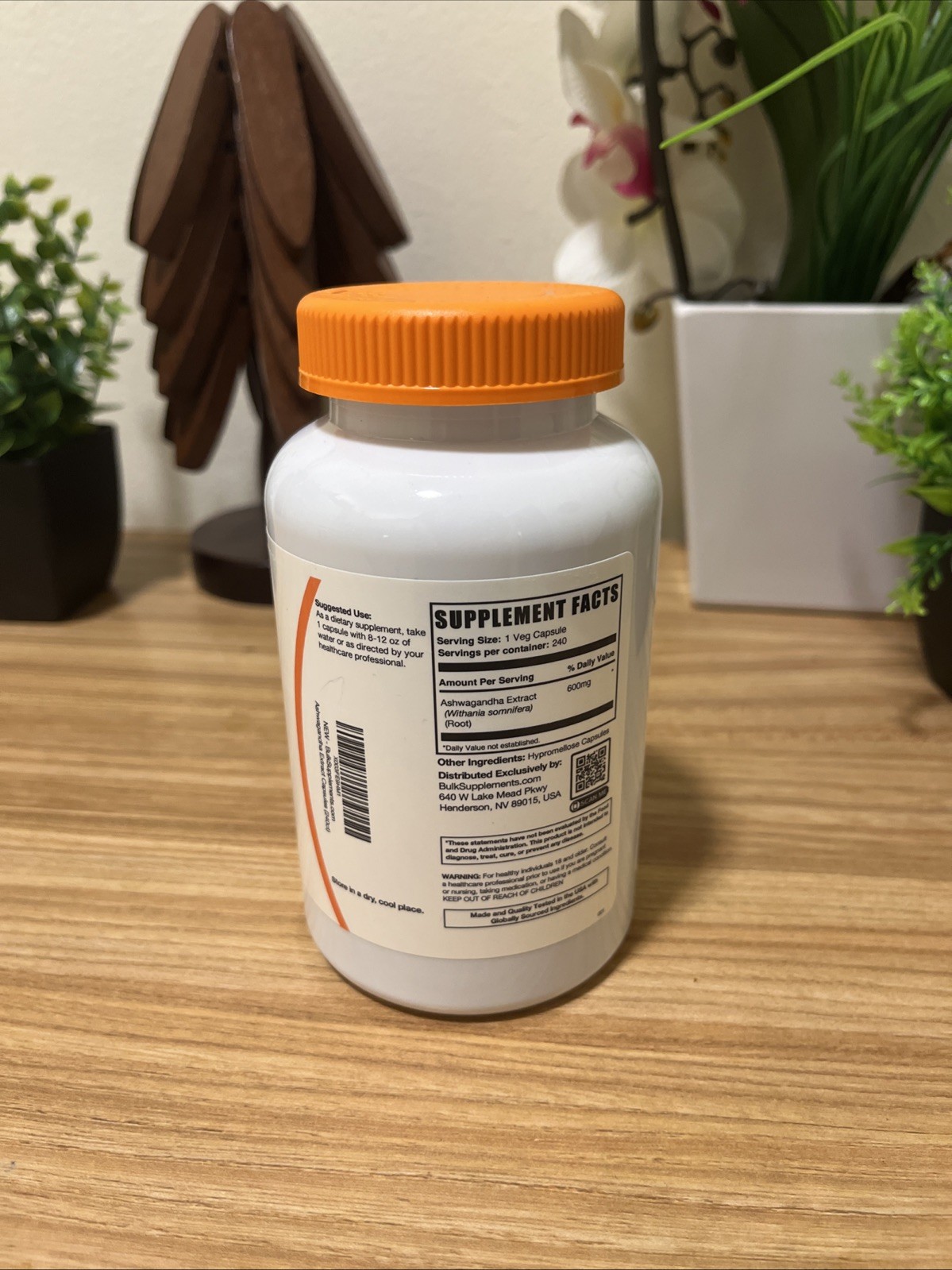 BulkSupplements Ashwagandha Extract Capsules – 600mg per Serving – 240 Capsules
