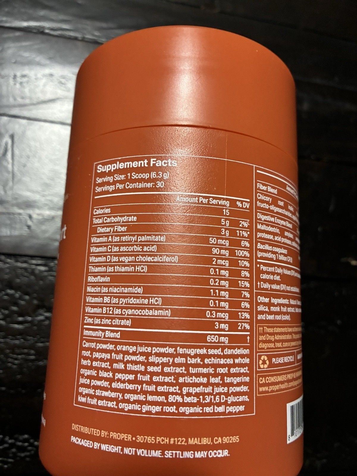 PROPER Immune Support Superfood Powder Orange Tangerine With Vitamins Exp 01/27