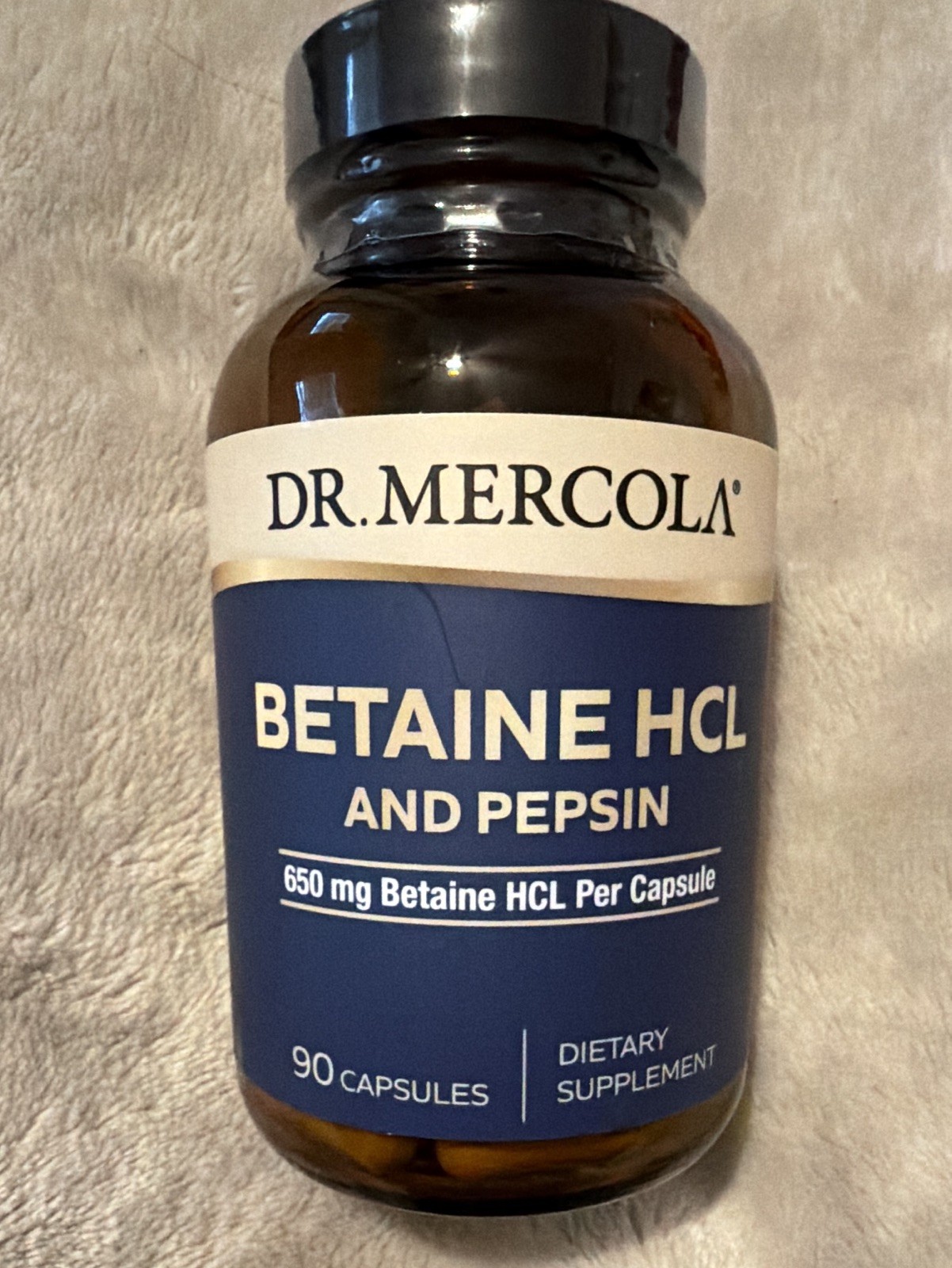 Dr. Mercola Betaine HCl + Pepsin 650mg Digestive Support Capsules 90 ct