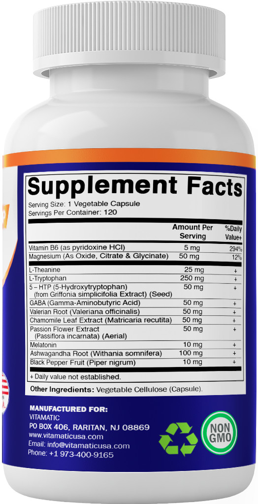 Vitamatic Advanced Sleep Aid with Melatonin – 120 Vegetable Capsules