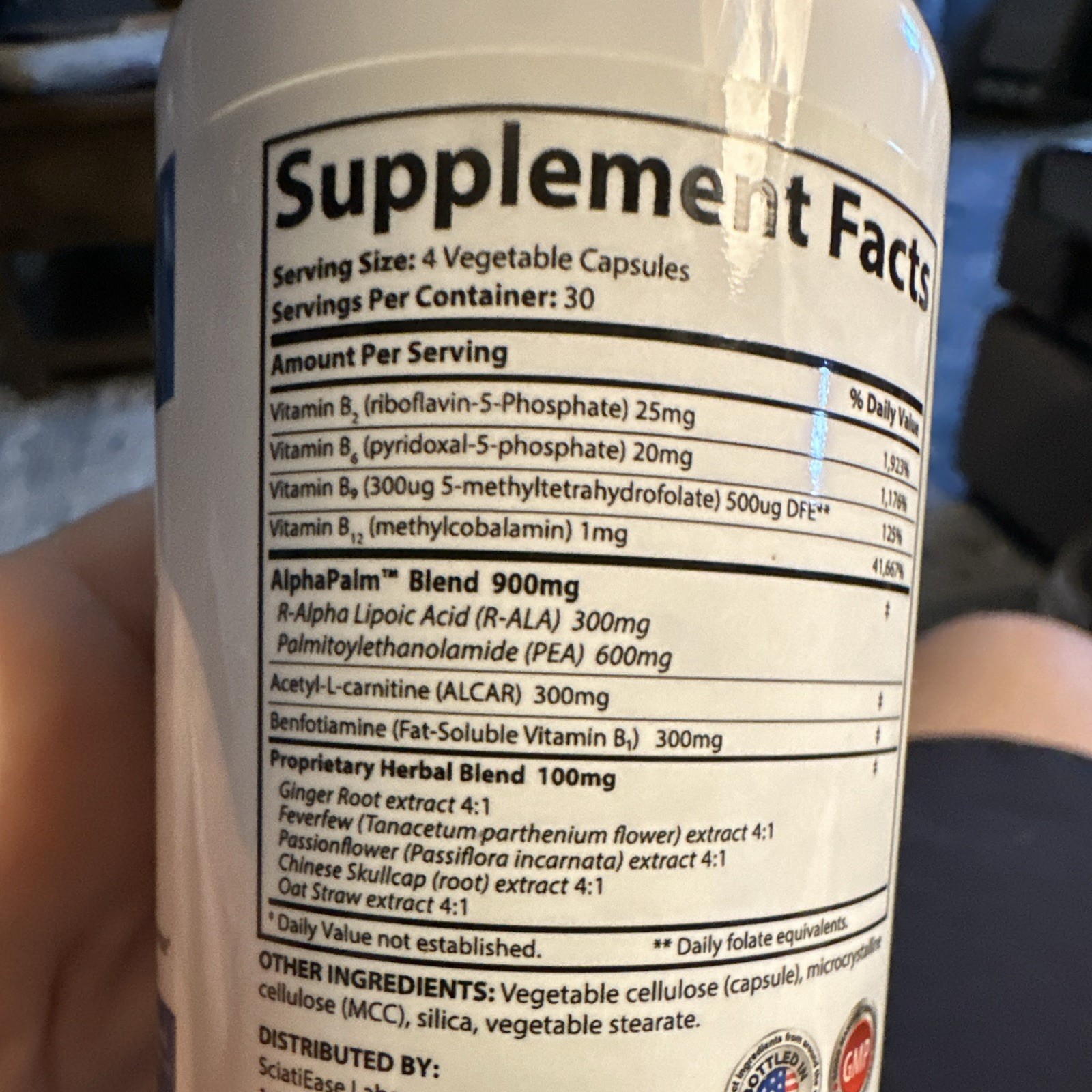 SciatiEase Labs Sciatic Nerve Formula 120 Capsules w/ R-ALA PEA B Vitamins