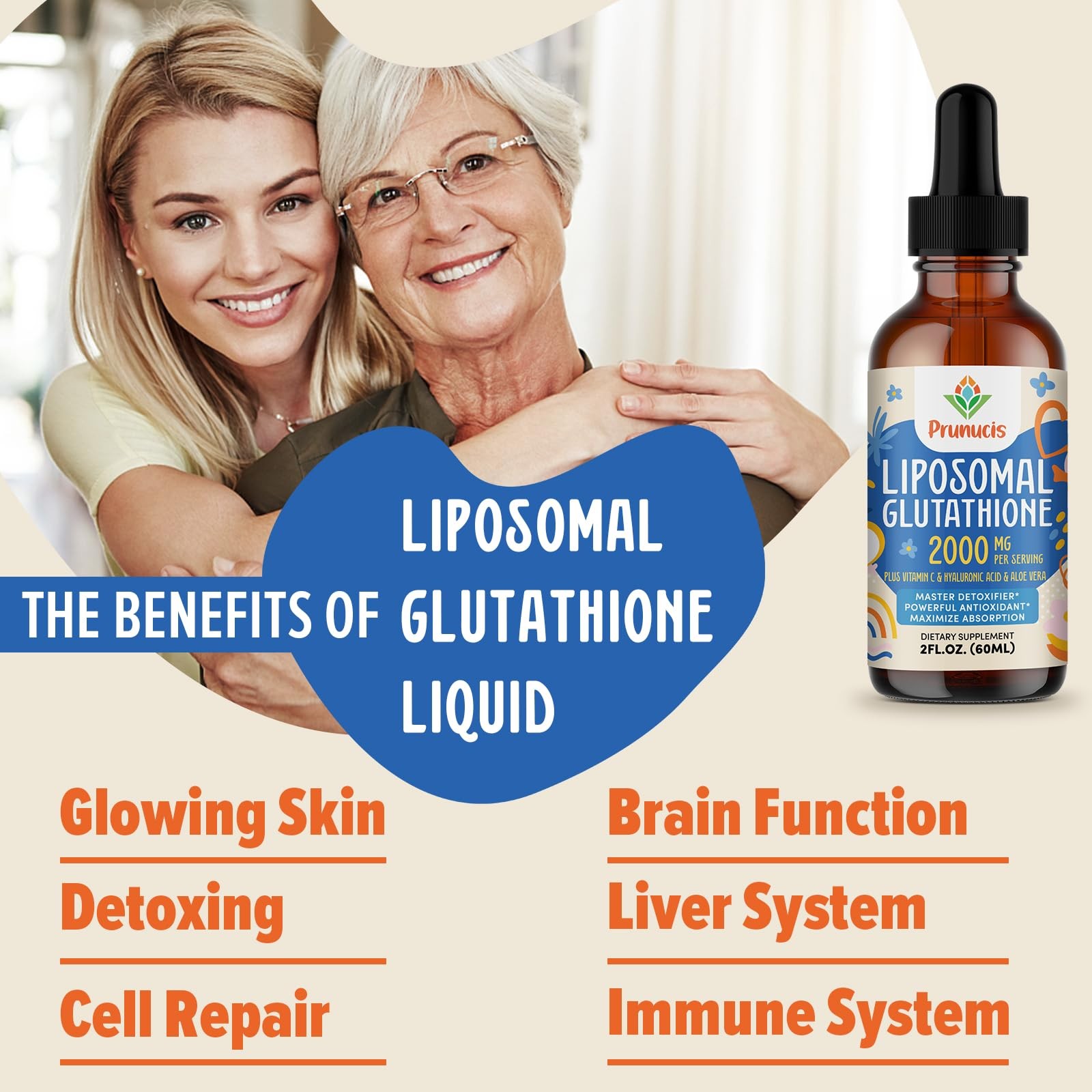 2000MG Liposomal Glutathione Liquid, 98% 2 Fl Oz (Pack of 1)