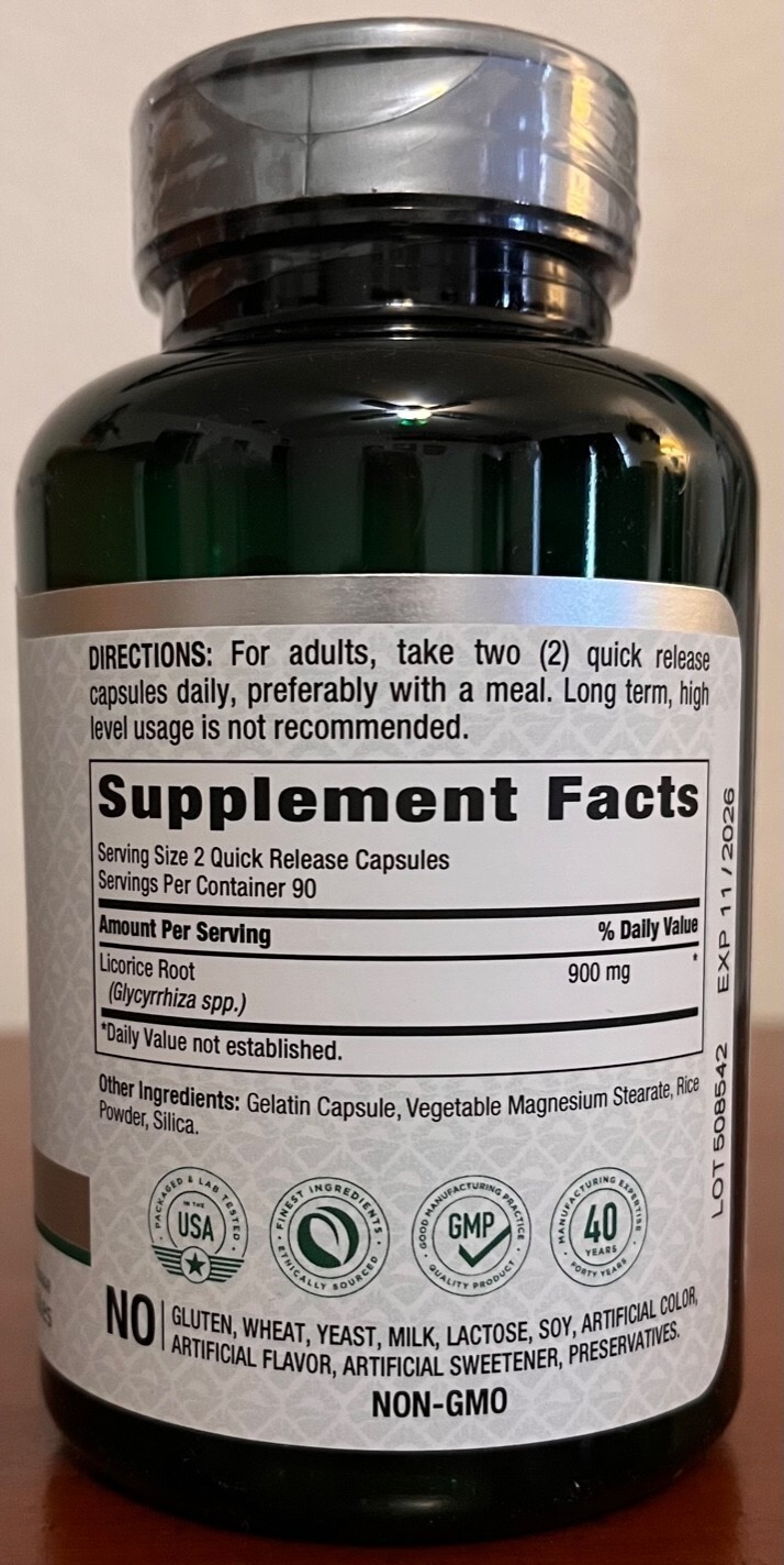 Licorice Root 900mg 180 Capsules Traditional Medicine