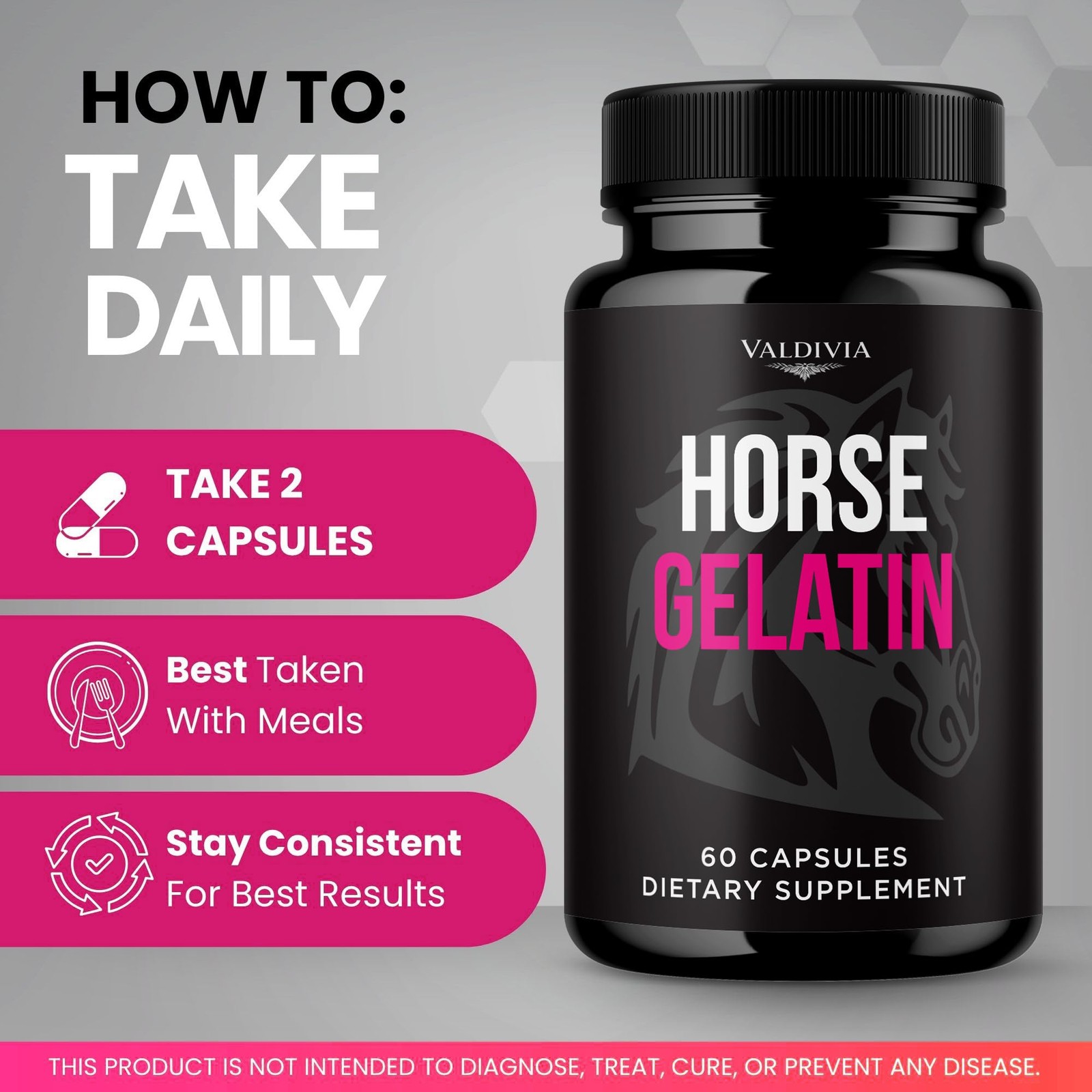 Horse Gelatin Collagen Supplement Capsules Joint Skin Hair 5 Pack 300Ct