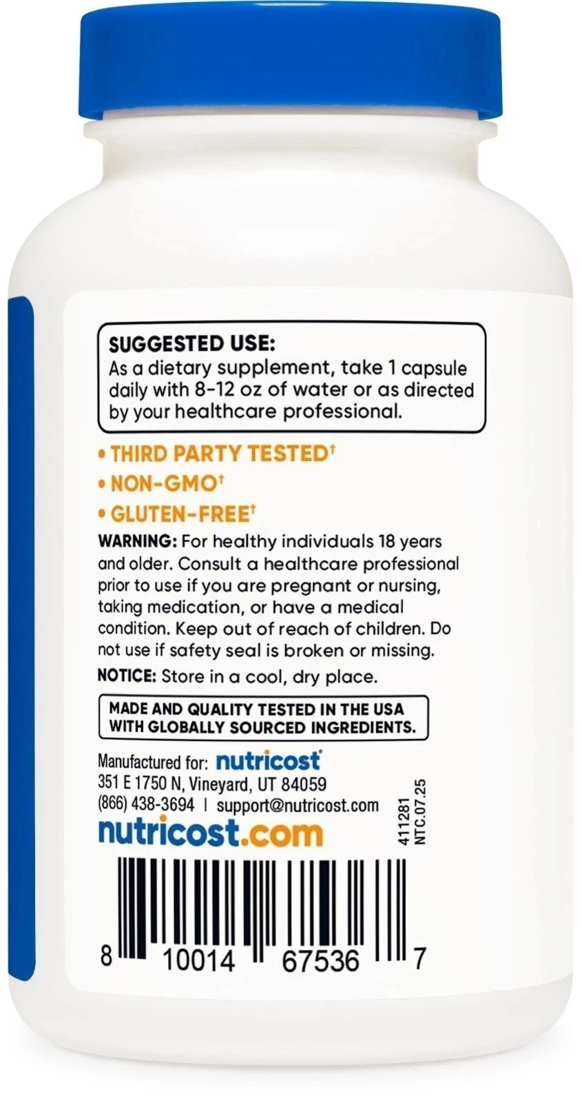 3 bottles Nutricost N-Acetyl L-Cysteine (NAC) 600mg, 120 Vegan Capsules NEW