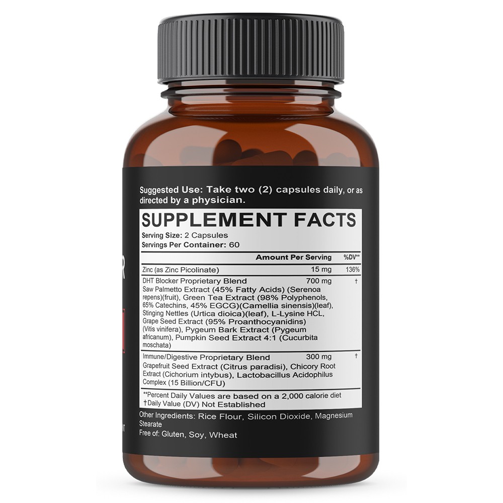 DHT Blocker Supplements Saw Palmetto Extract Hair Growth Digestive 30-120 Count