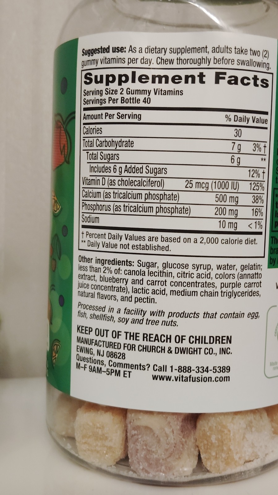 vitafusion Calcium Vitamin D Gummy Bone & Teeth Support Natural Fruit Cream 80ct