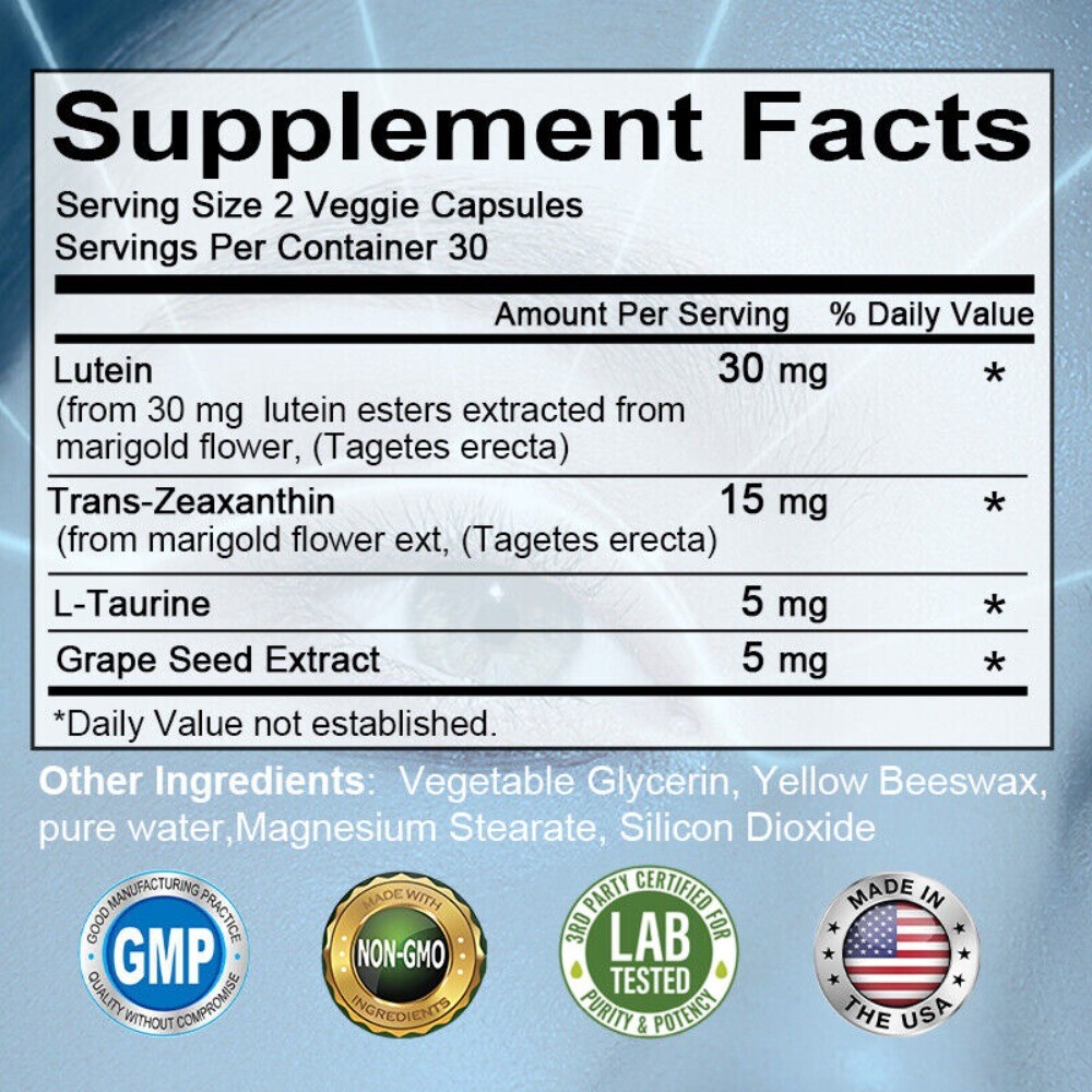 Lutein and Zeaxanthin Capsules 55mg – Premium Eye Protection Formula 60 Caps