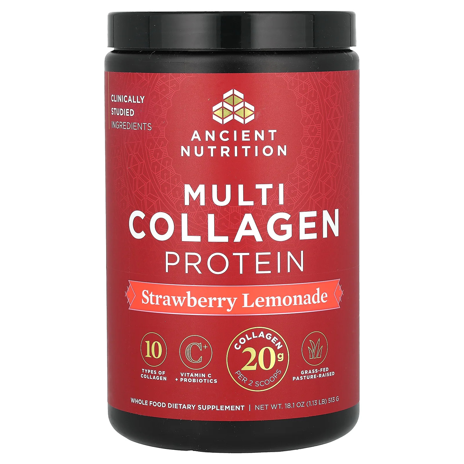 2 X Ancient Nutrition, Multi Collagen Protein, Strawberry Lemonade, 1.13 lbs (5