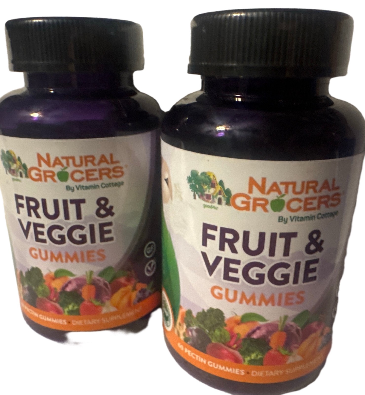 2 bottles Natural Grocers Fruit & Veggie Gummies Pectin Dietary Supplement 60ct