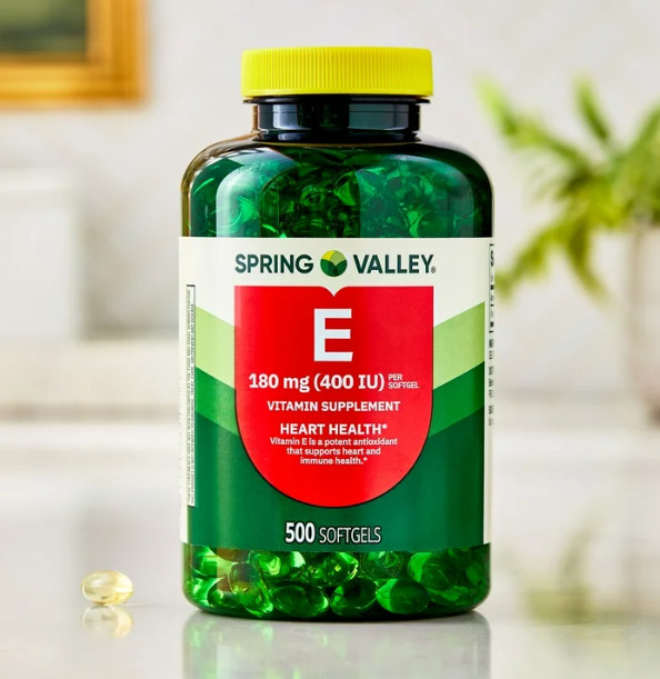Spring Valley Vitamin E 180 mg (400 IU) Dietary Supplement, 500 Softgels