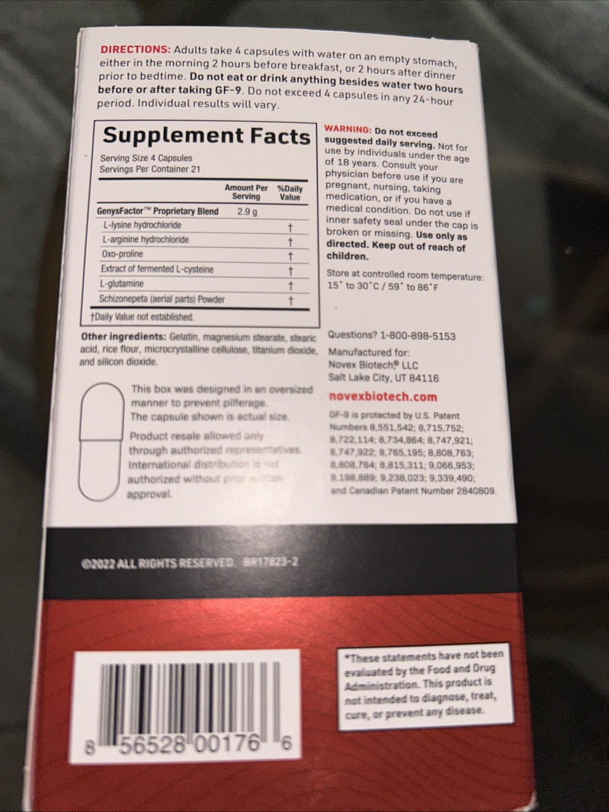 Novex Biotech GF-9 Boost Natural Growth Supplement – 84caps Exp: 07/2027