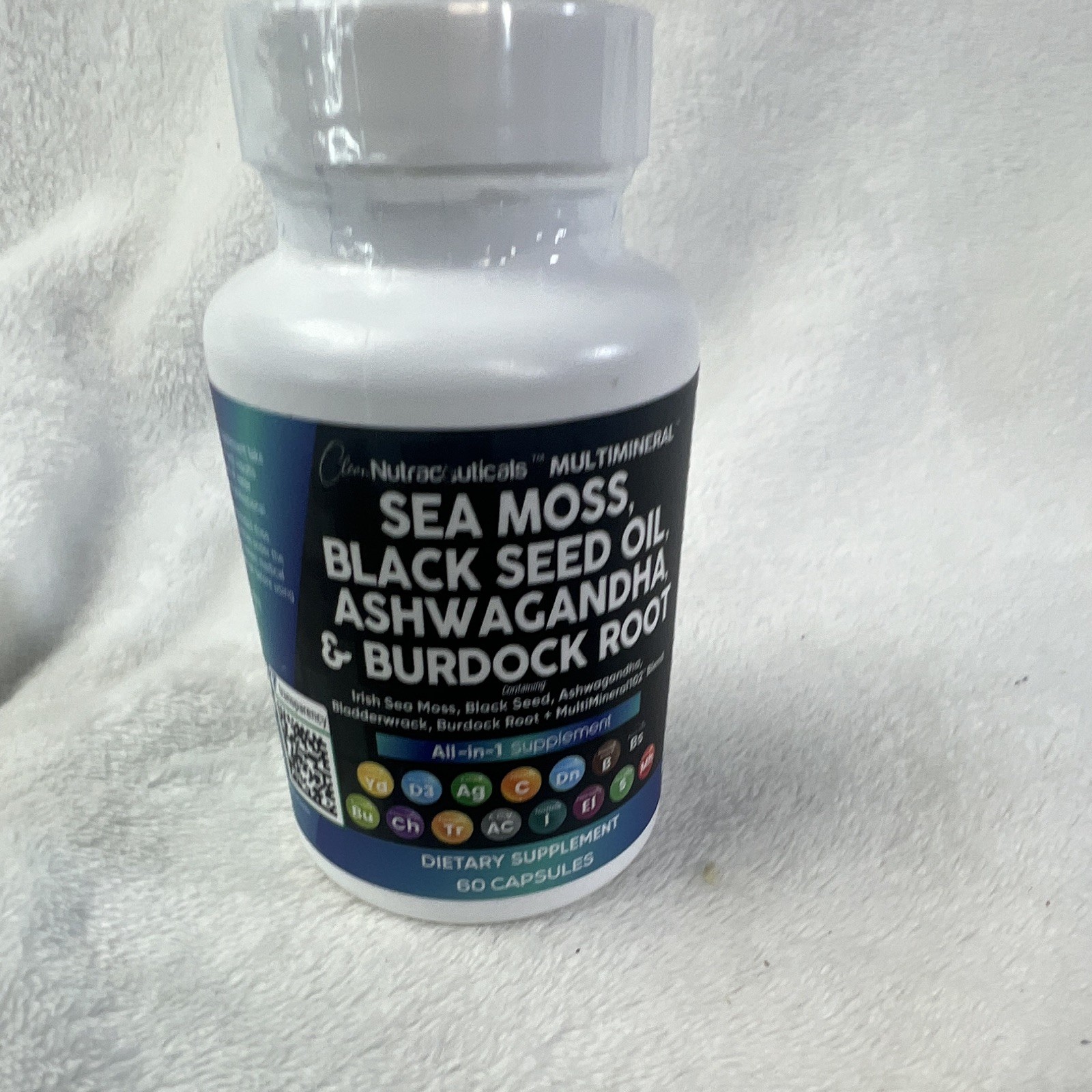 Clean Nutraceuticals Sea Moss Black Seed Ashwagandha Burdock 60 Caps 3000mg