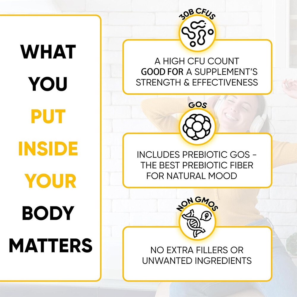 Mood Probiotic Capsules 30 Billion CFU Immunity Digestive Support Mood Health