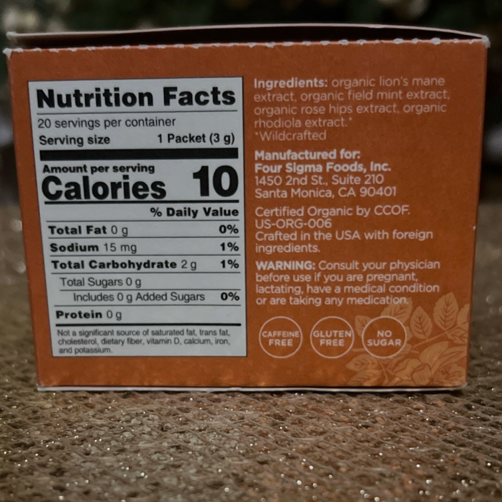 Four Sigmatic Think Elixir 20 Packets Lion’s Mane Rhodiola Caffeine-Free