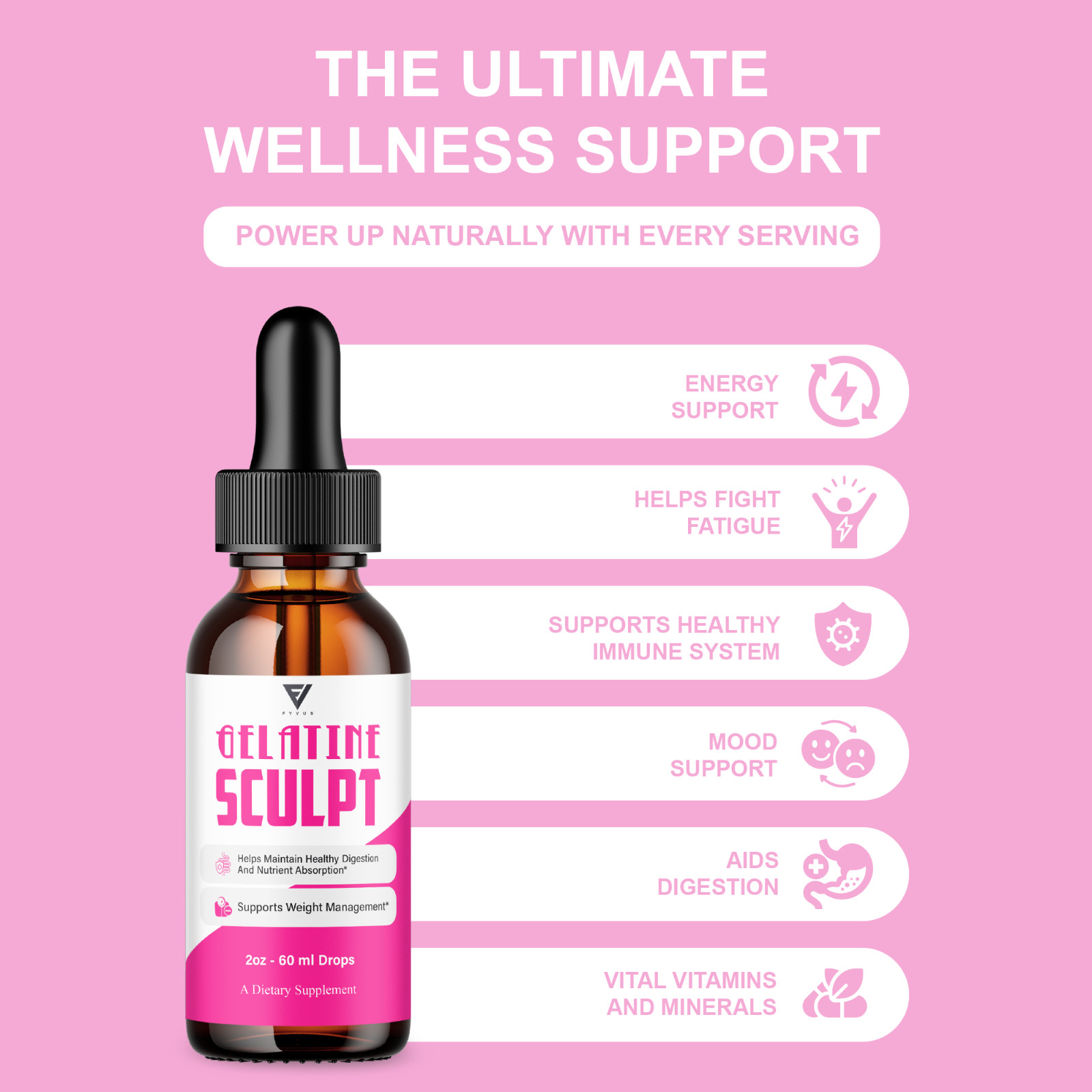 (5 Pack) Gelatine Sculpt Weight Management Support, GelatineSculpt Drops (10oz)
