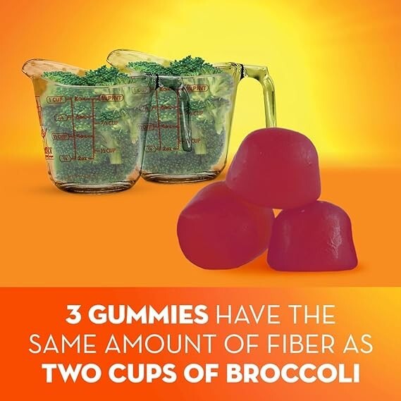 Fiber Gummies Supplement Free Sugar Plus Vitamins C, D, & B12, 120 Gummies