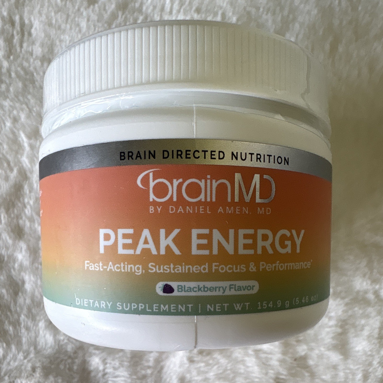 BrainMD Peak Energy Powder Dietary Supplement Energy Support Blackberry 154.9g