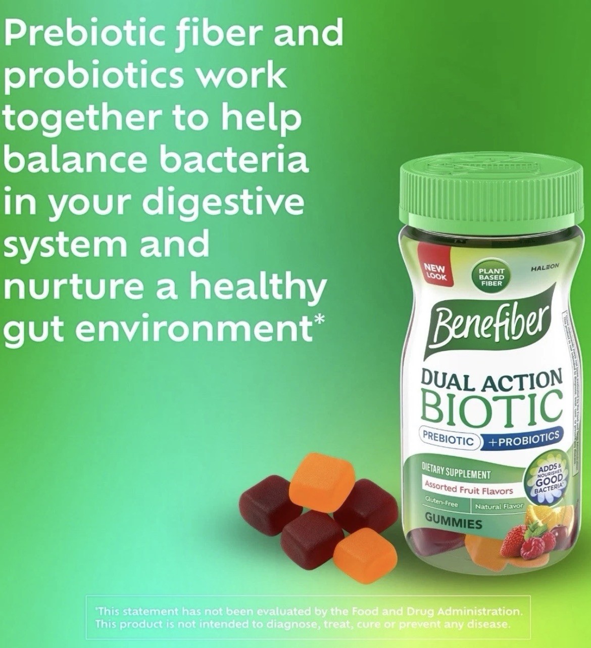 Benefiber Prebiotic Supplement Gummies with Probiotics 50ct