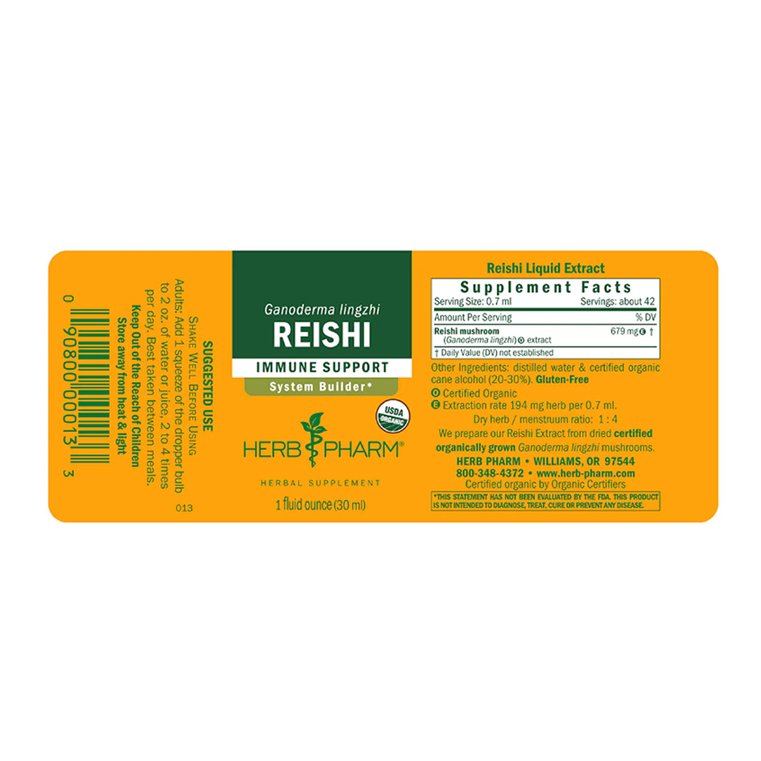 Herb Pharm Reishi, Immune Support, System Builder, 1 Fluid Ounce