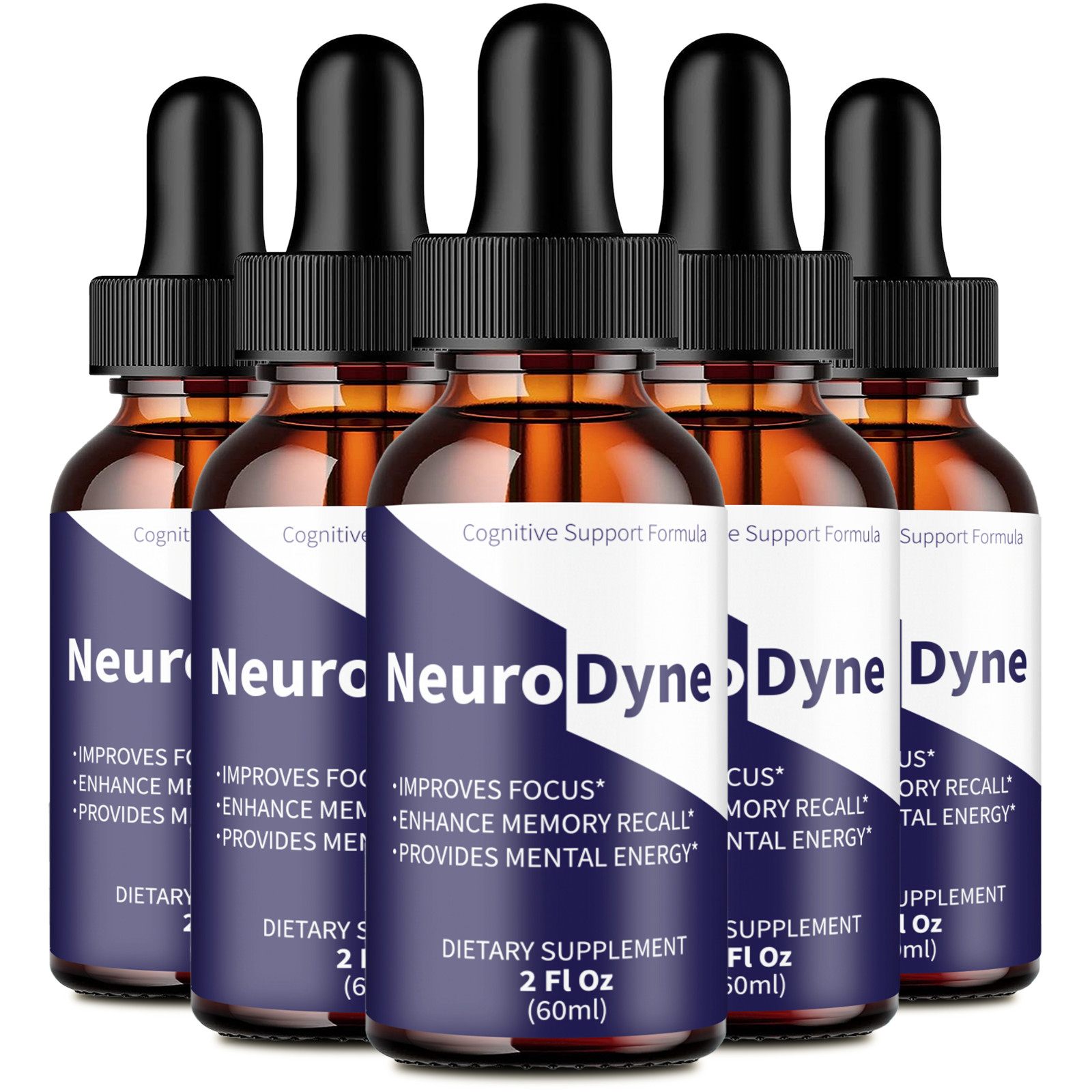 Neurodyne Drops, Official Neurodyne Brain Health Supplement Droppers (5 Pack)