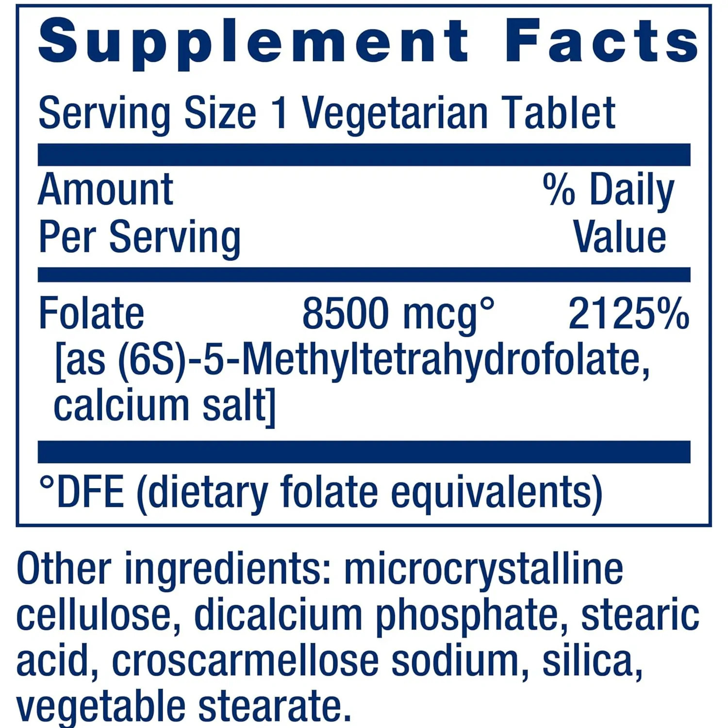 Life Extension Optimized Folate High Potency L-Methylfolate 5000 mcg,30Veg Tabls