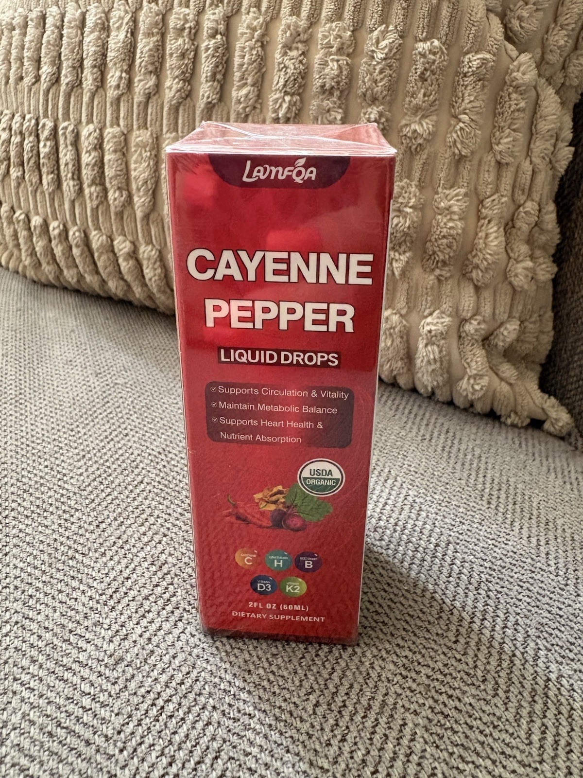 LAMFQA Cayenne Pepper Liquid Drops Vegan Gluten-Free Sugar-Free 2 fl oz (60mL)