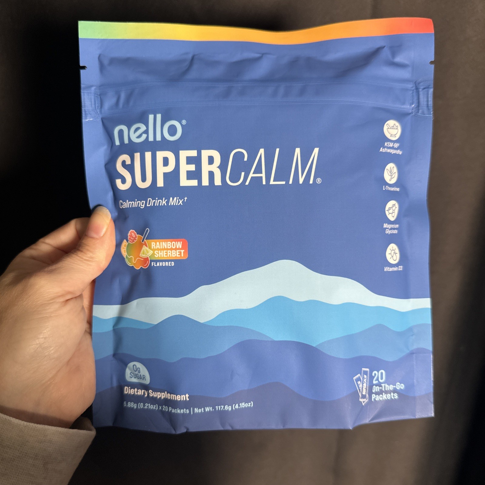 Nello Supercalm Calming Drink Mix Supplement – Blue Coconut – 20ct EXP:03/2027
