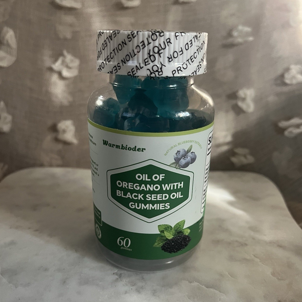 Warmbioder Oil of Oregano + Black Seed Oil Gummies Blueberry 60 Ct