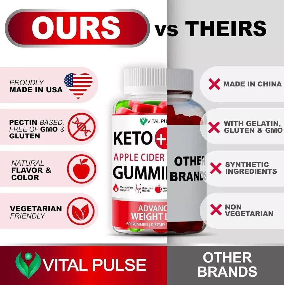 Vital Pulse KETO + ACV Apple Cider Vinegar Gummies – 60 Gummies – 30 DAYS SUPPLY