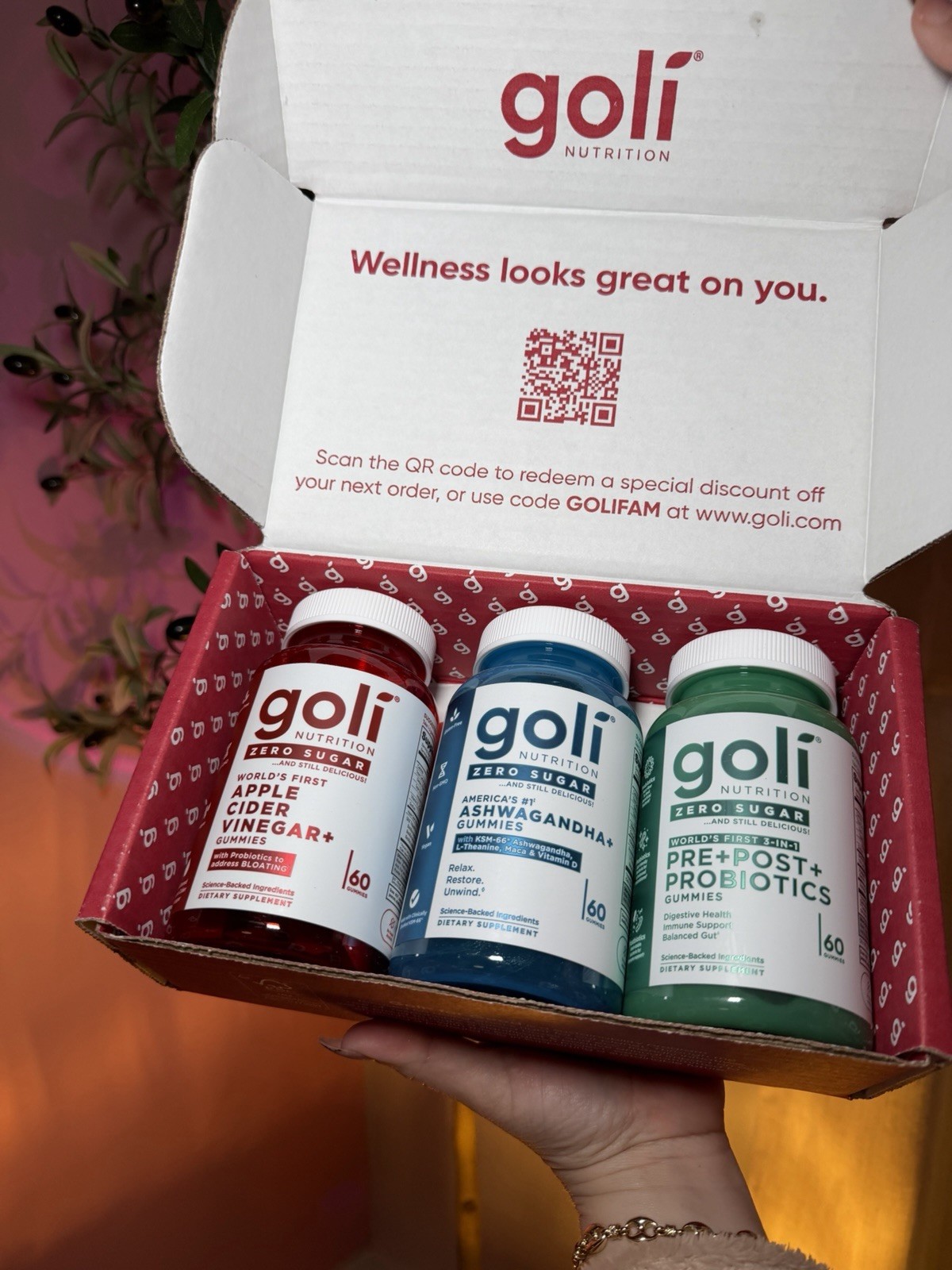 Goli Zero Sugar Gummy Supplements ACV Ashwagandha Pre+Probiotics