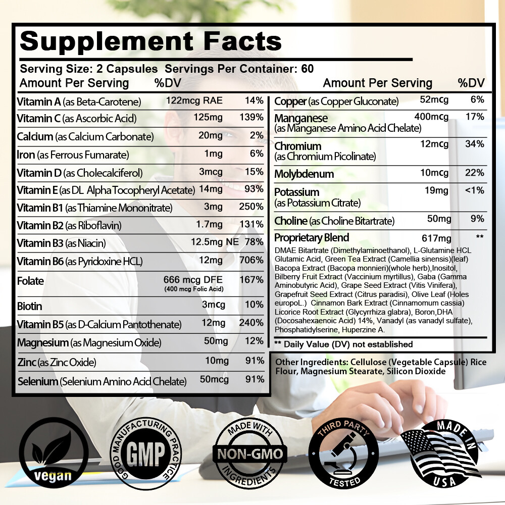 Brain Health and Memory Enhancer, Focus Function, Clarity Nootropic Supplement