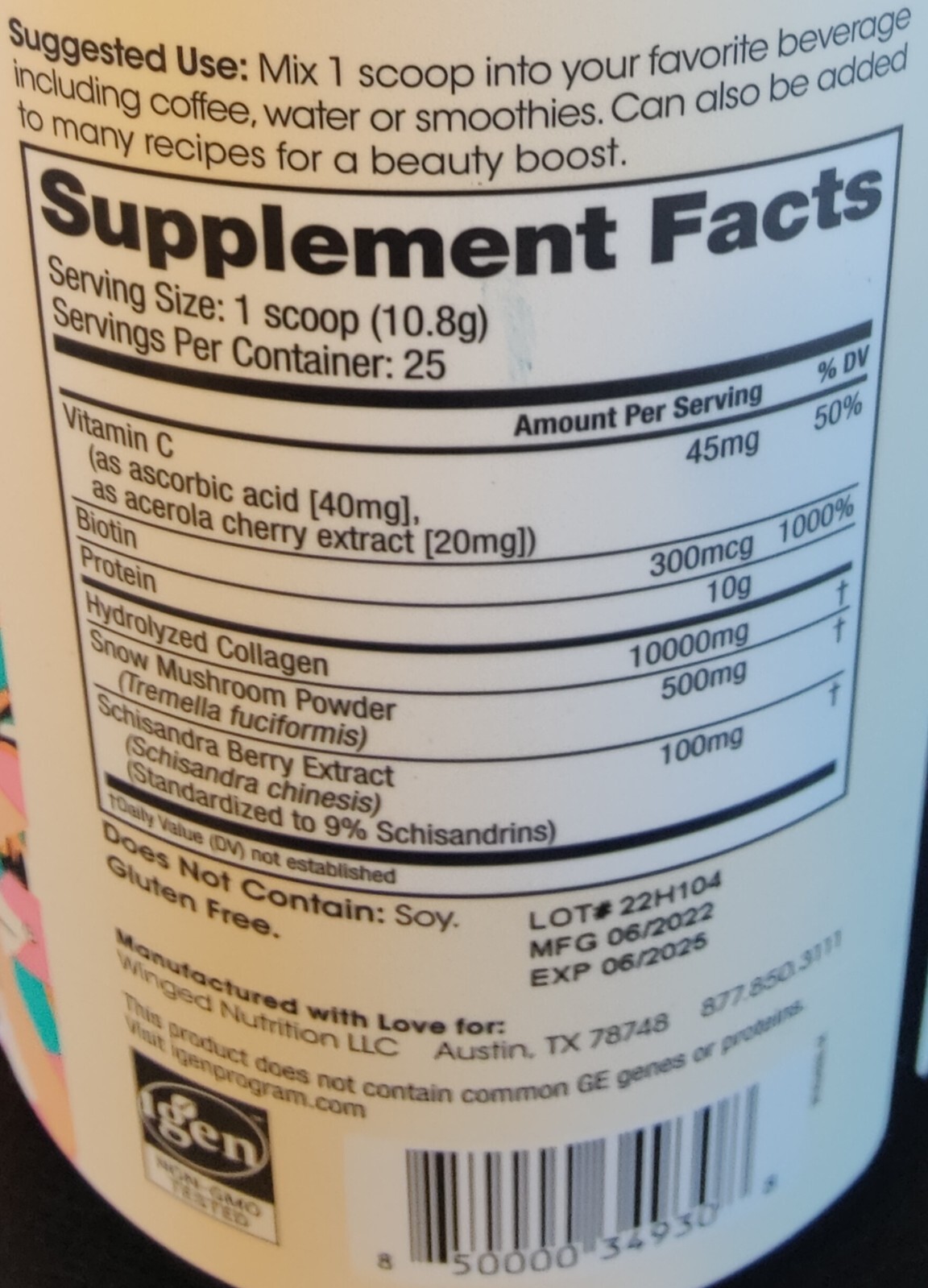 Winged Women’s Wellness Glow Up Collagen + Adaptogen Powder – NEW 9.52 oz oz