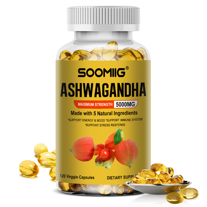 Organic Ashwagandha Capsules 5000mg Supplement / Black Pepper Root Powder