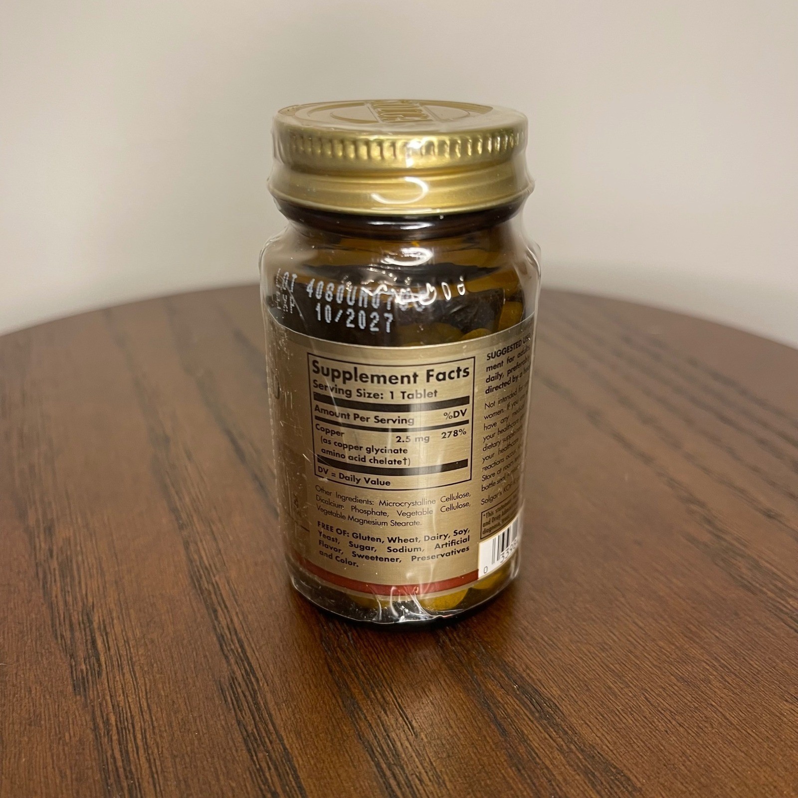 Solgar Chelated Copper 100 Tablets Essential Trace Mineral Dietary Supplement