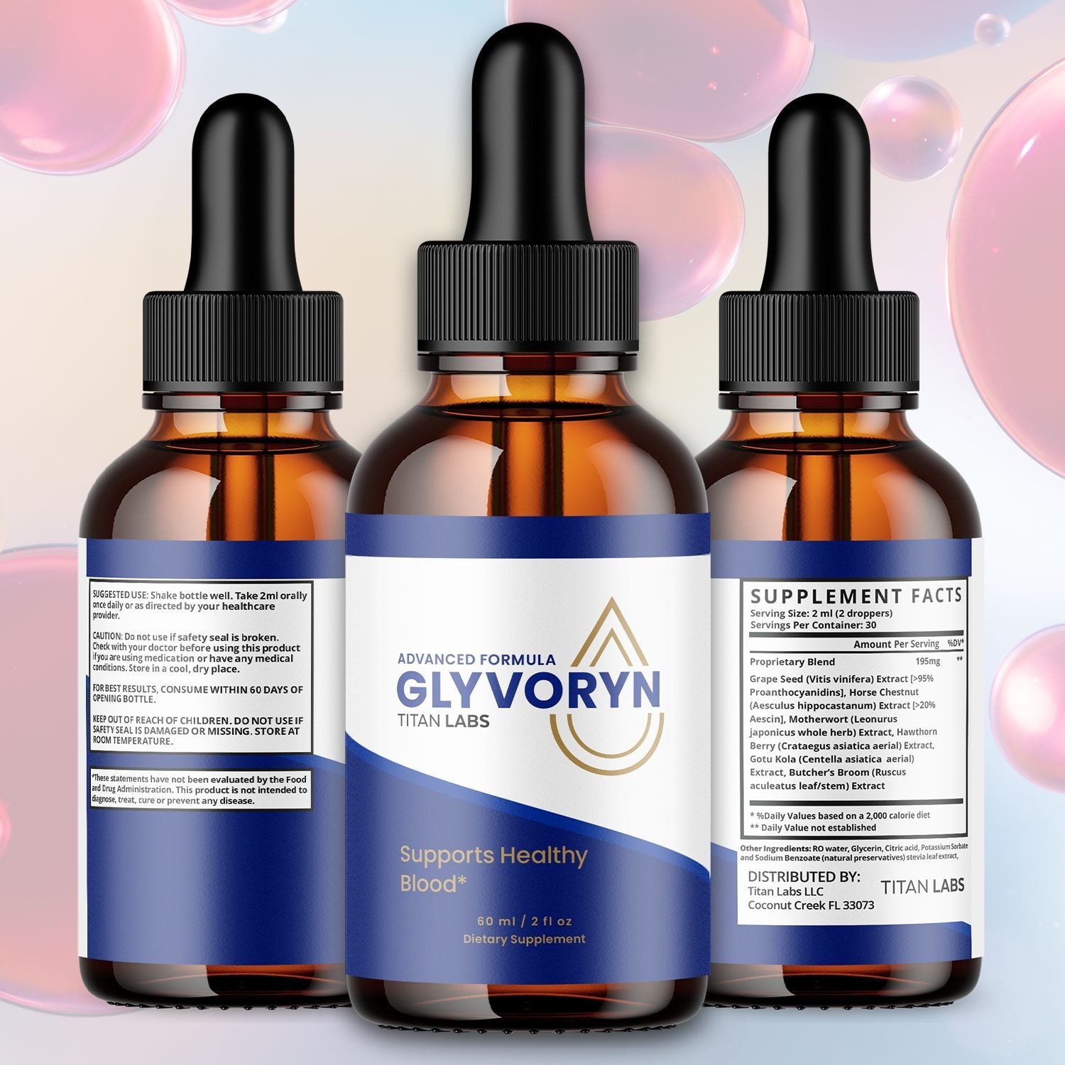 (1 Pack) Glyvoryn Blood Support Drops Glyvo Ryn Vitamin Supplement 30 Servings