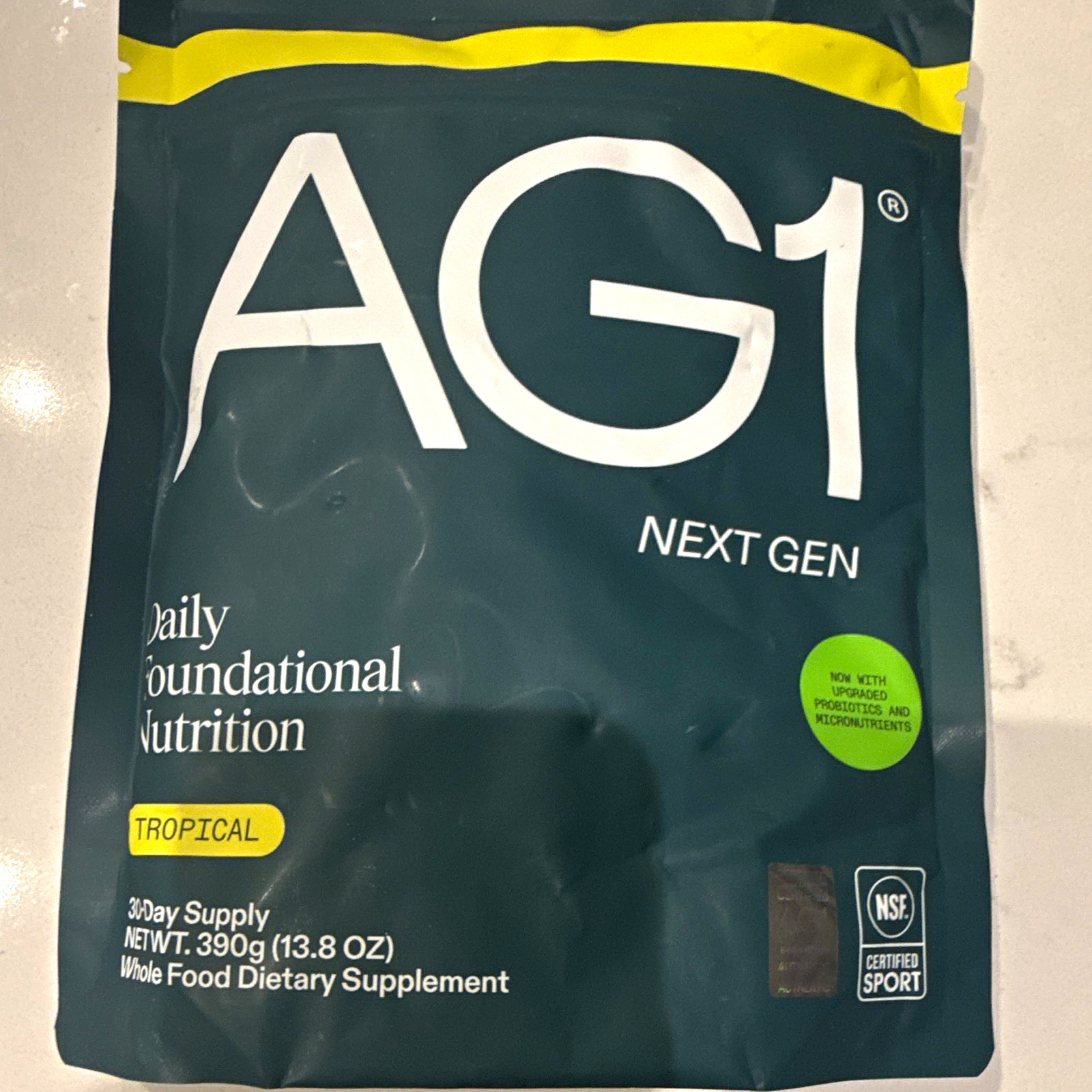AG1 Next Gen Daily Foundational Nutrition Whole Food Powder Tropical 13.8 oz
