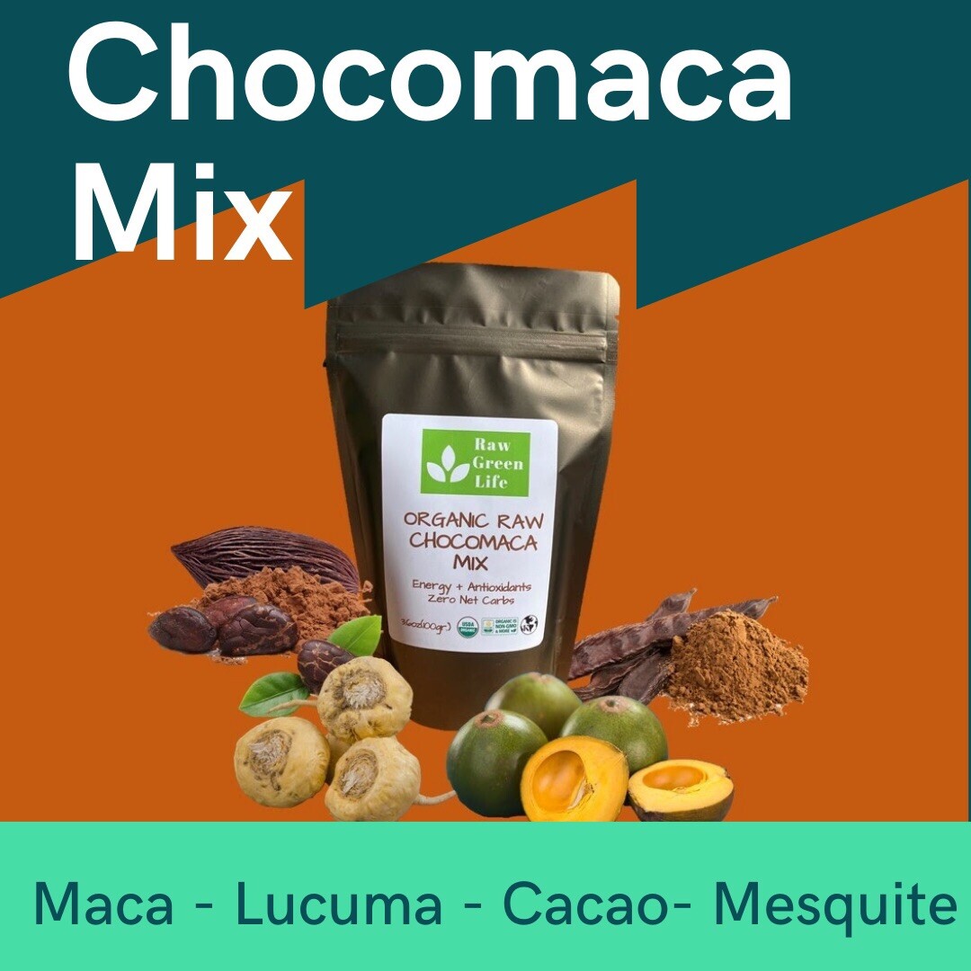 MIX CHOCOMACA RAW VEGAN KETOFRIENDLY ORGANIC SUPERFOOD DRINK MIX 3.6oz