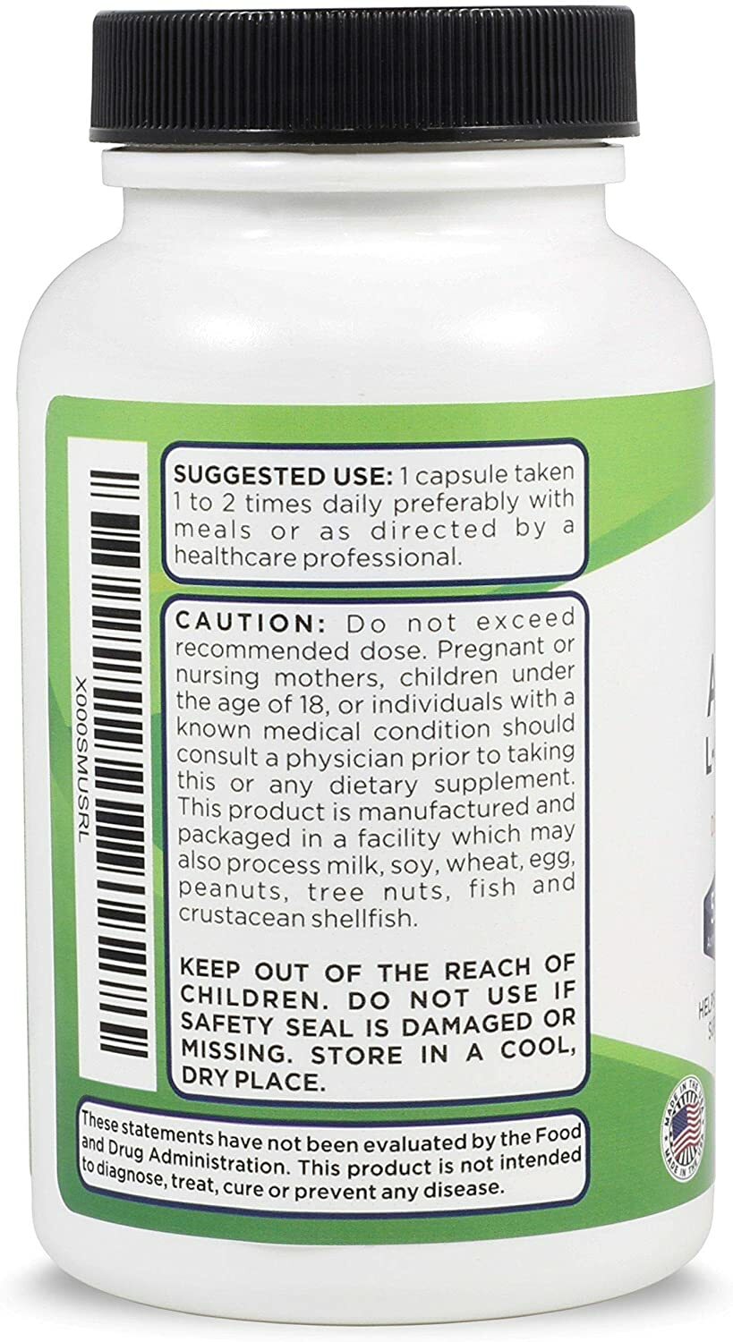 Acetyl L-Carnitine 525mg & 225mg ALA – 360 caps (4 bottle set) –