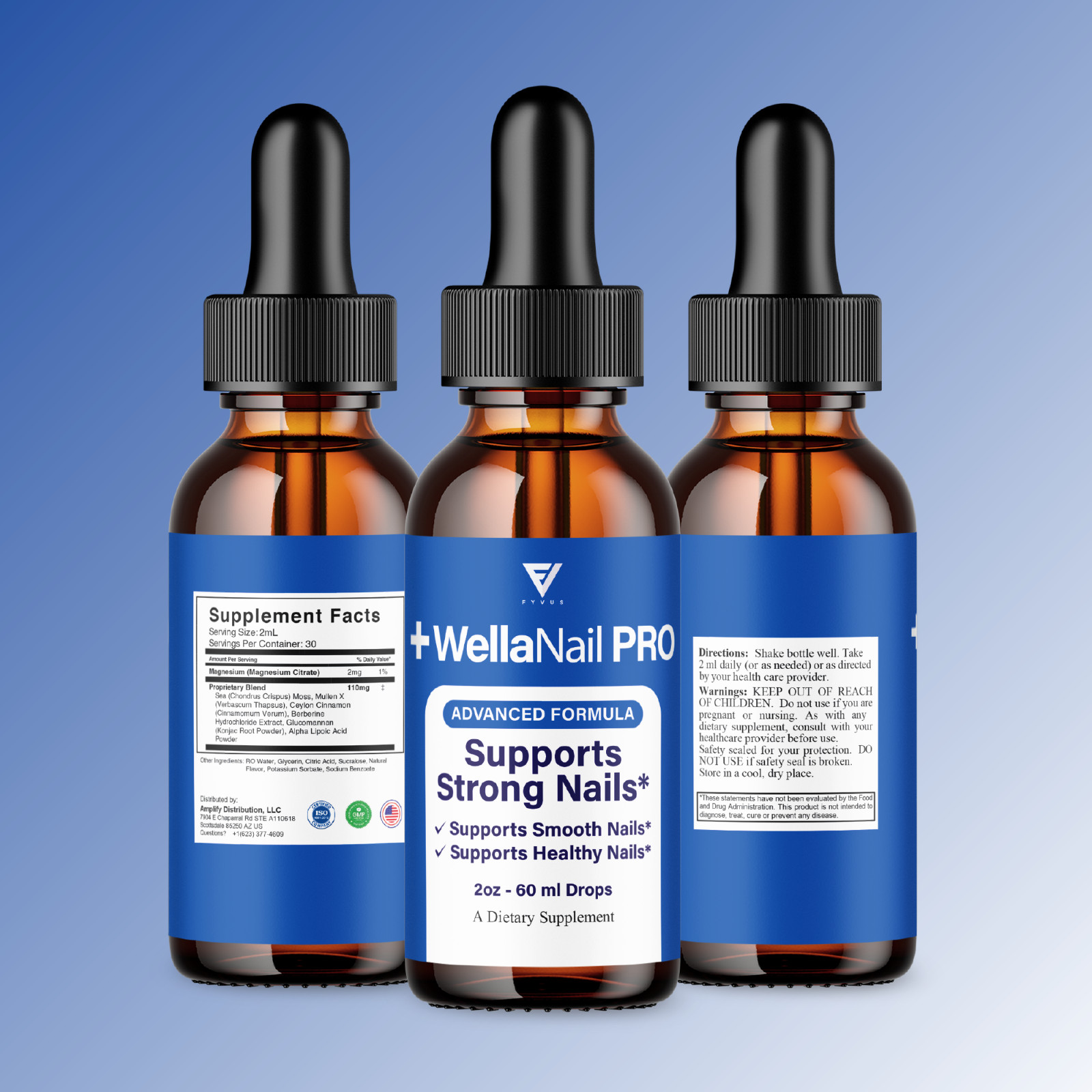 (3 Pack) Wellanail Fungus Drops, Wellanail Healthy Nail Formula Supplement (6oz)