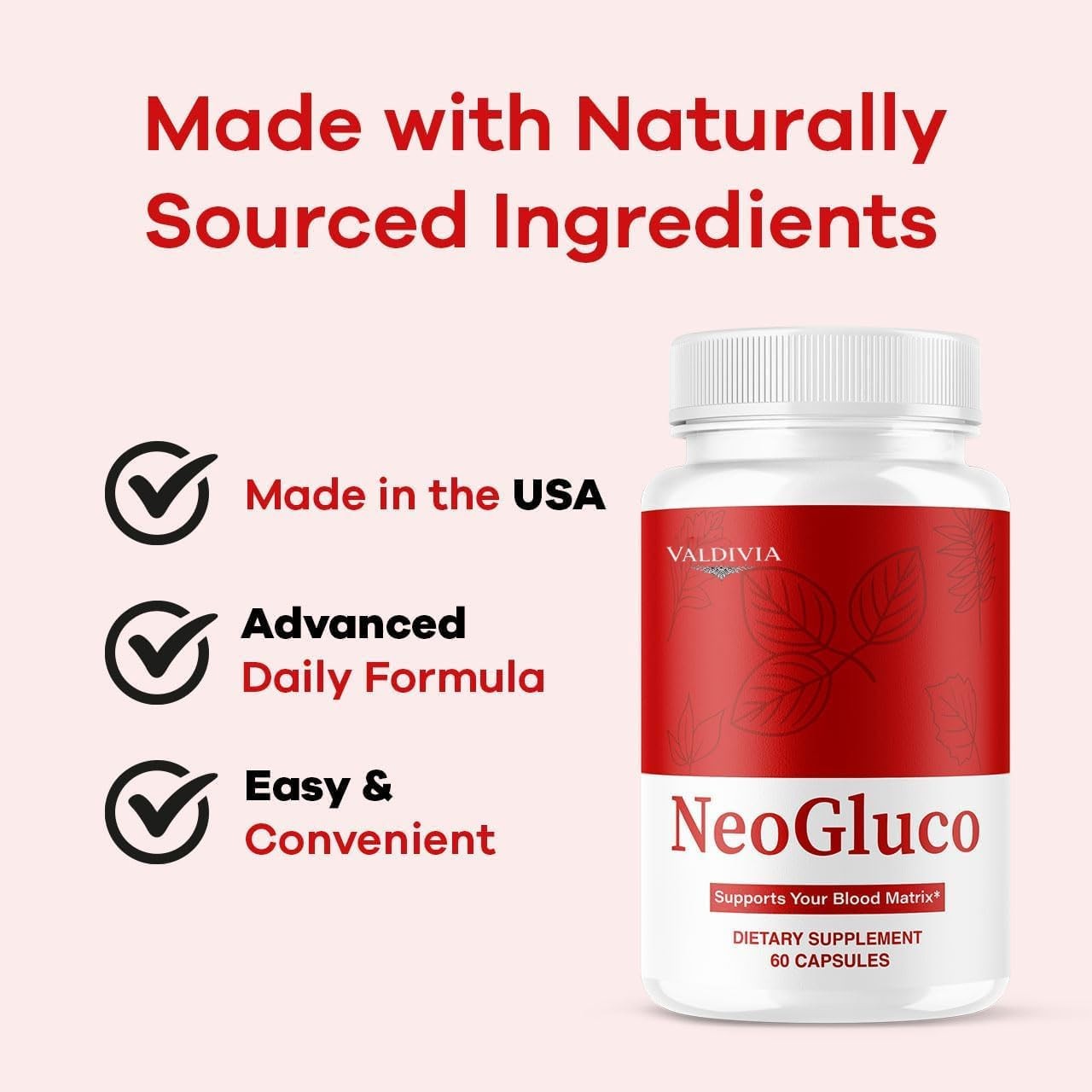Valdivia NeoGluco 120 Capsules 2 Pack Blood Sugar Support Supplement Made in USA