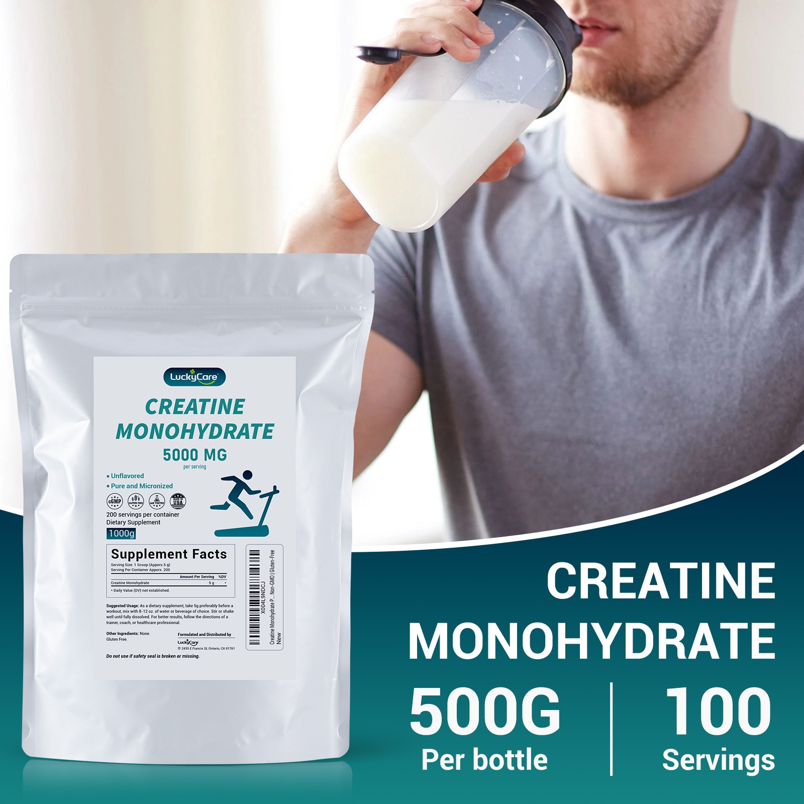 Creatine Monohydrate 2.2LB(1000g) 200 Servings Dietary Supplement Gluten-Free