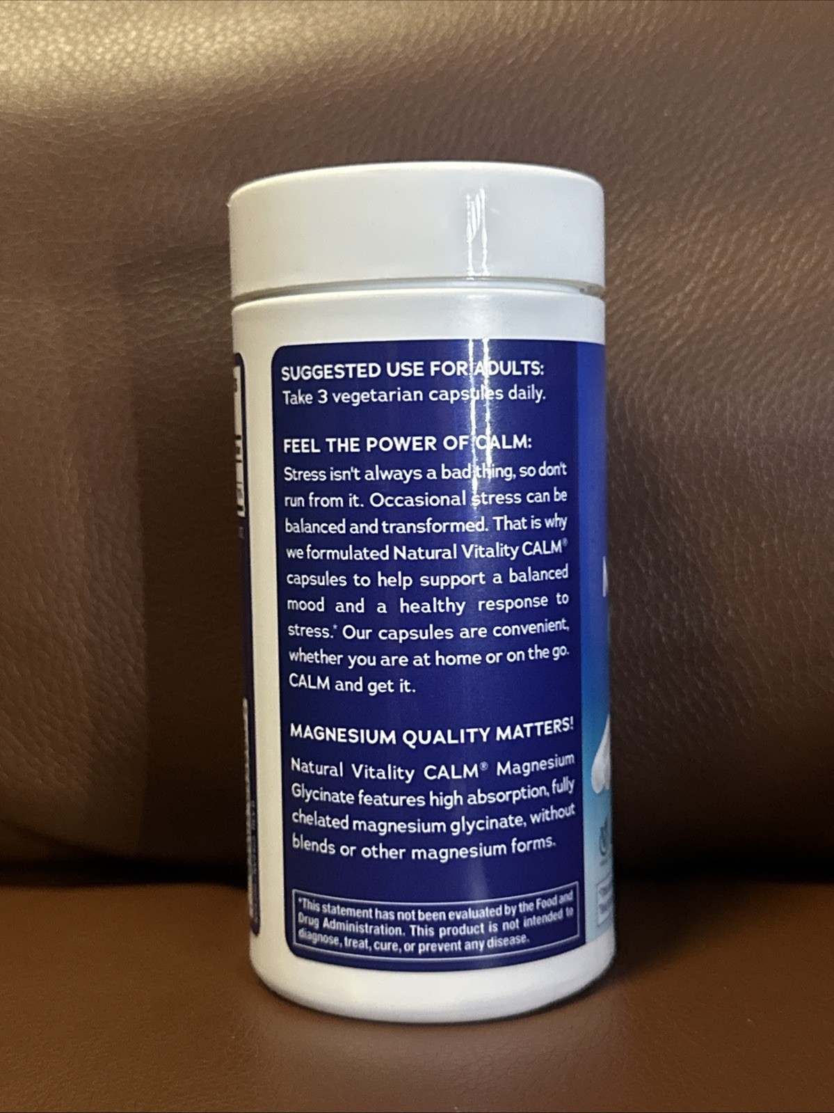 Natural Vitality Calm Magnesium Glycine Supplement 120 Capsules Factory Sealed