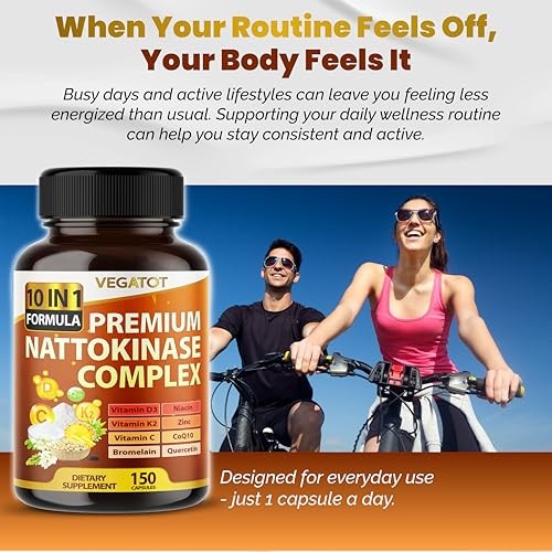 Nattokinase Supplement, 10-in-1 Nattokinase Complex 6000 150 count (pack of 1)