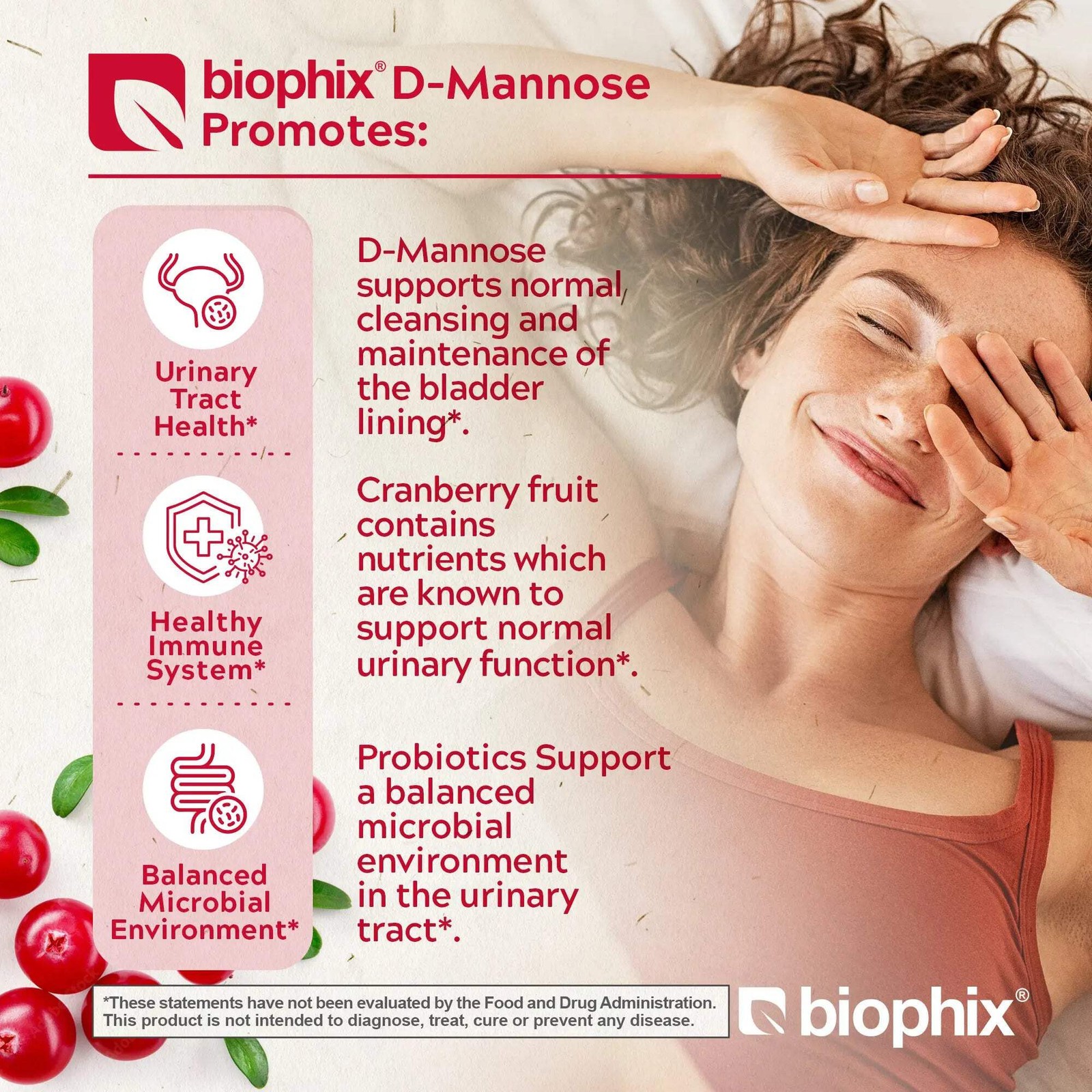 Biophix D-Mannose Plus Cranberry and Probiotics 1000 mg 120 Vegetarian Capsules