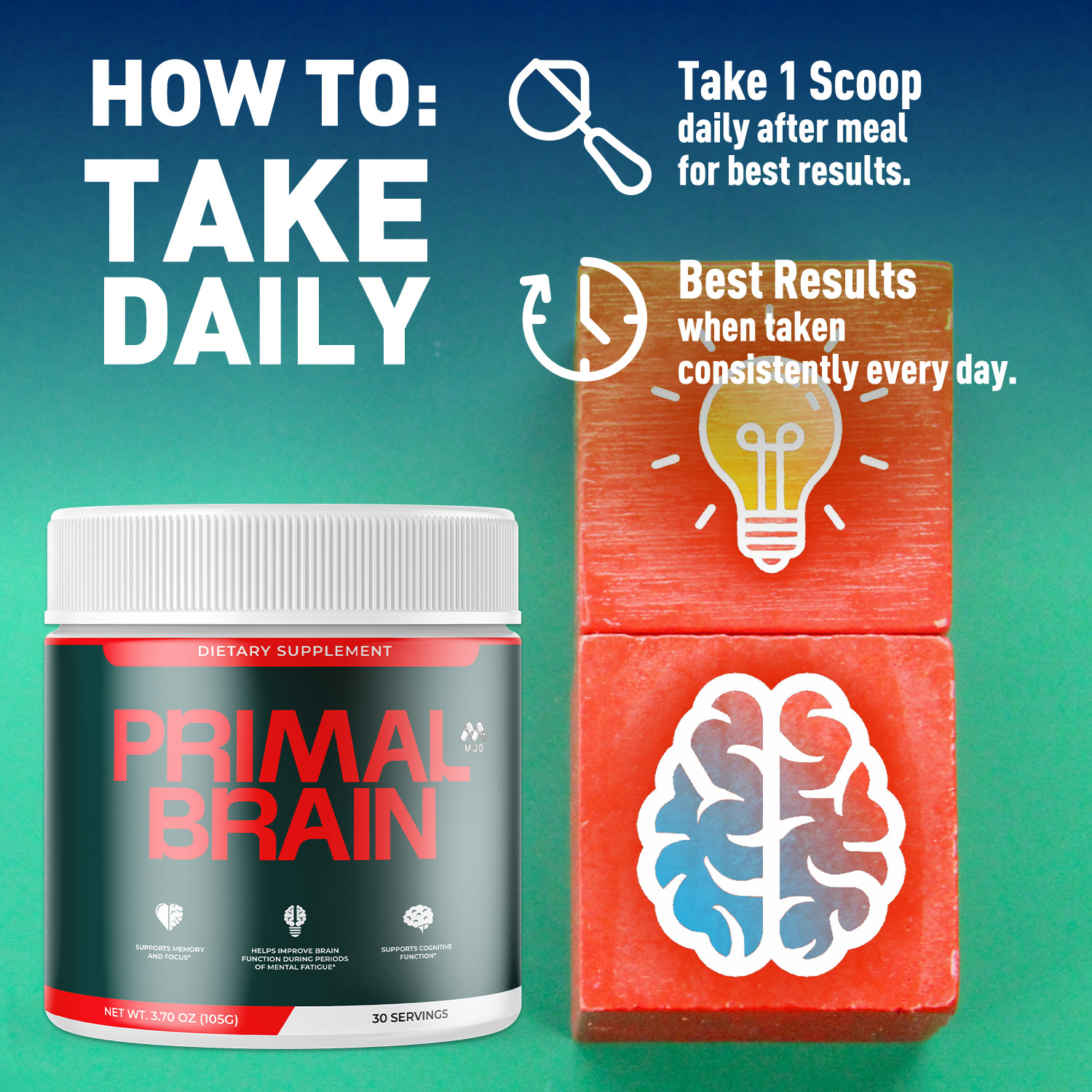 (5 Pack) Primal Brain Powder Advanced Brain Supplement PrimalBrain 150 Servings