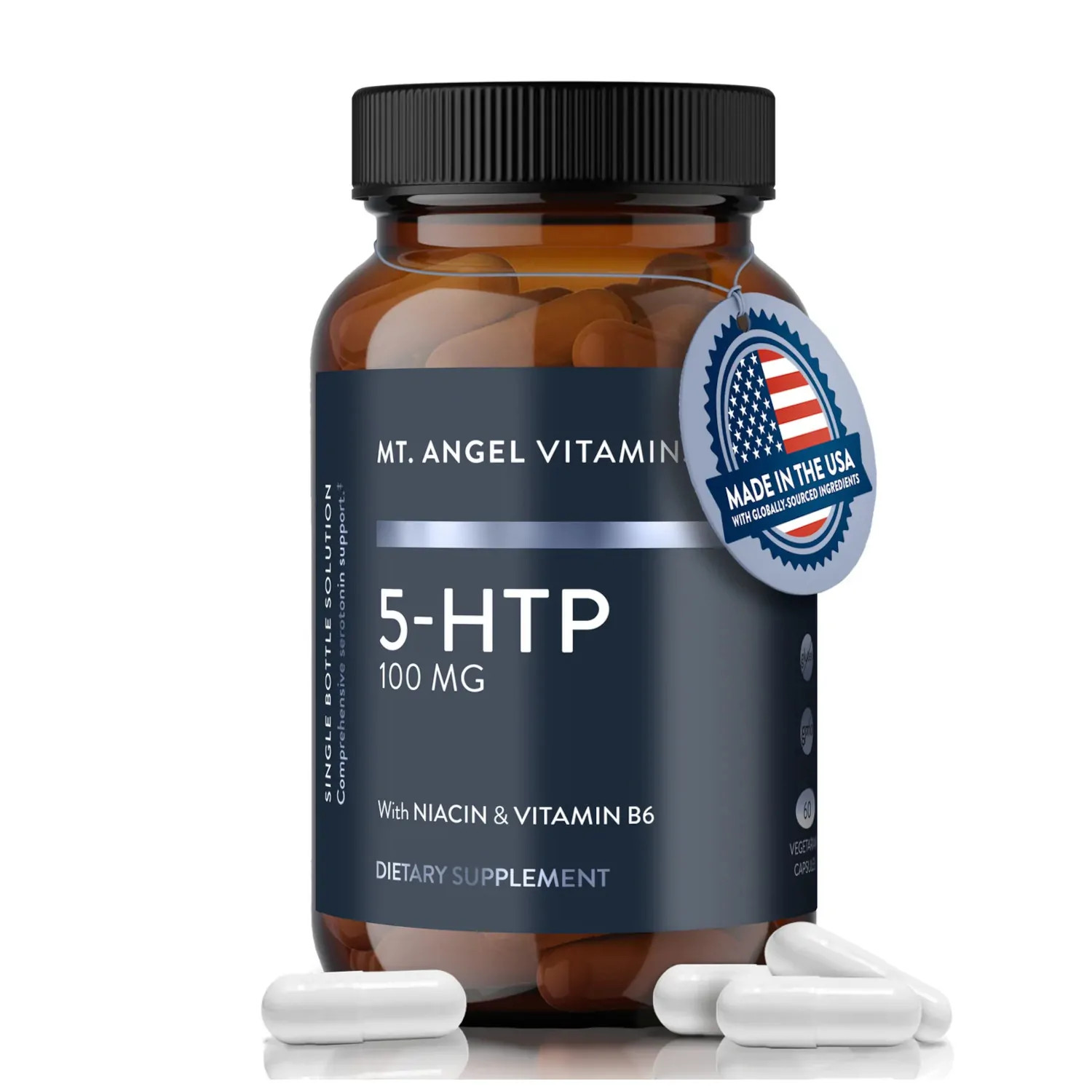 Mt. Angel Vitamins 5-HTP 100mg,Mood,Relaxation&Sleep Support,60VegCaps