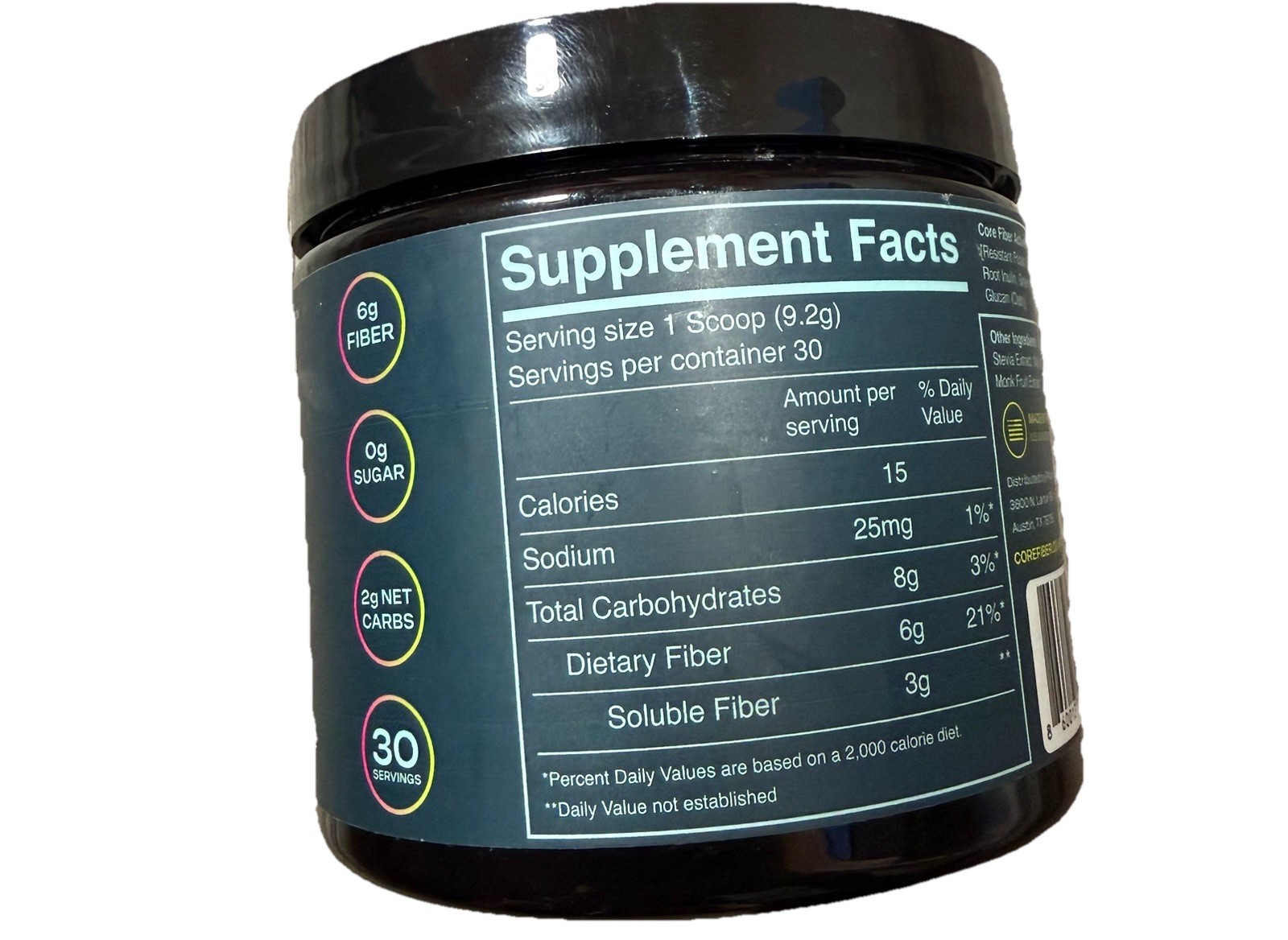 Core Fiber Prebiotic Powder Sugar-Free Strawberry Kiwi Resistant Starch 9.7 oz